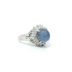 Platinum 8.42ctw GIA No Heat Ceylon Blue Star Sapphire & Diamond Ring