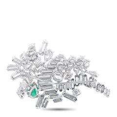 Platinum 8.50ct Diamond and Emerald Brooch MF24-020326