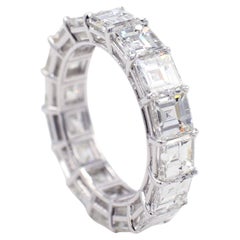 Platinum 8.72 Carat Asscher Diamond Eternity Band Ring