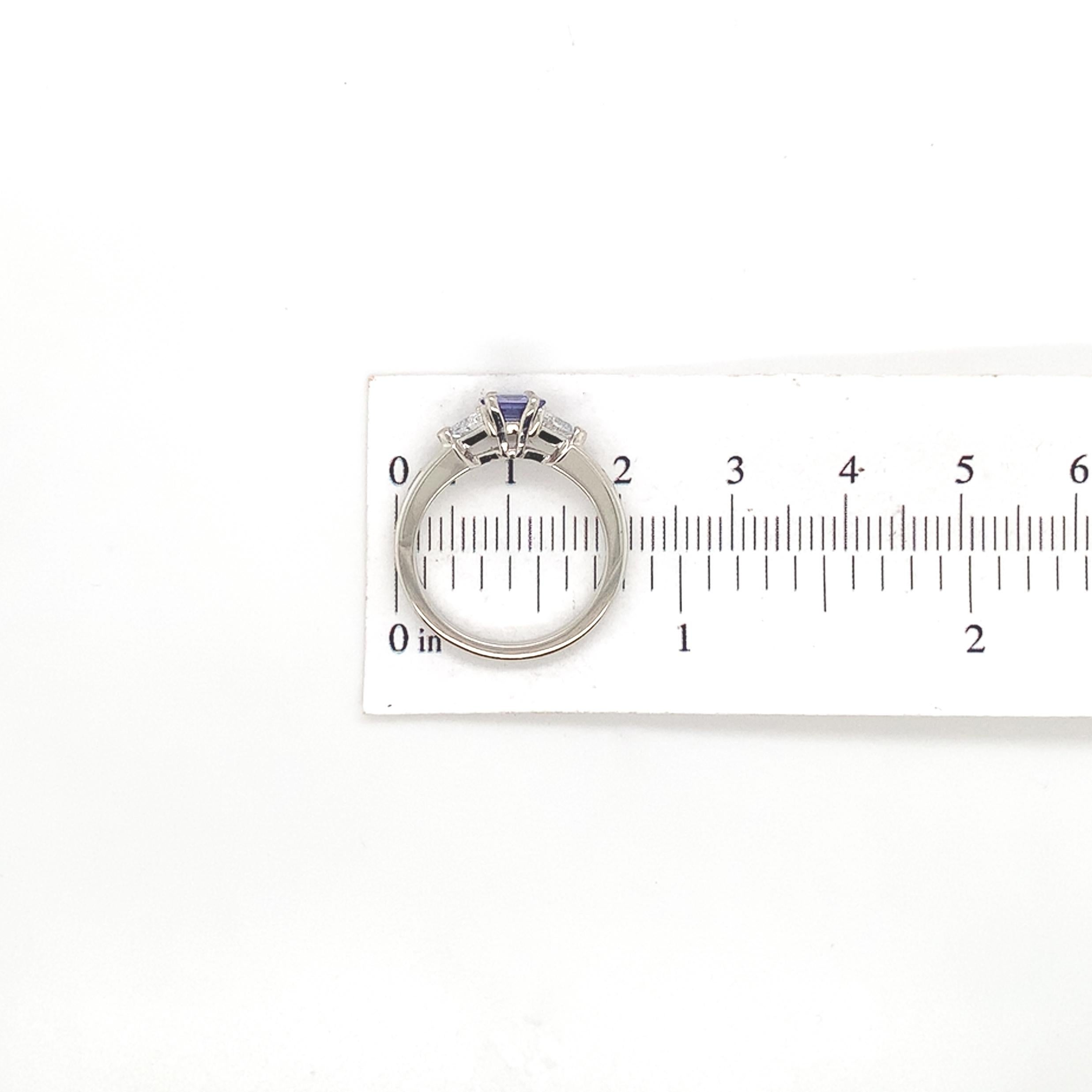 Platinum .88ct Ceylon Blue Sapphire and Diamond Ring For Sale 5