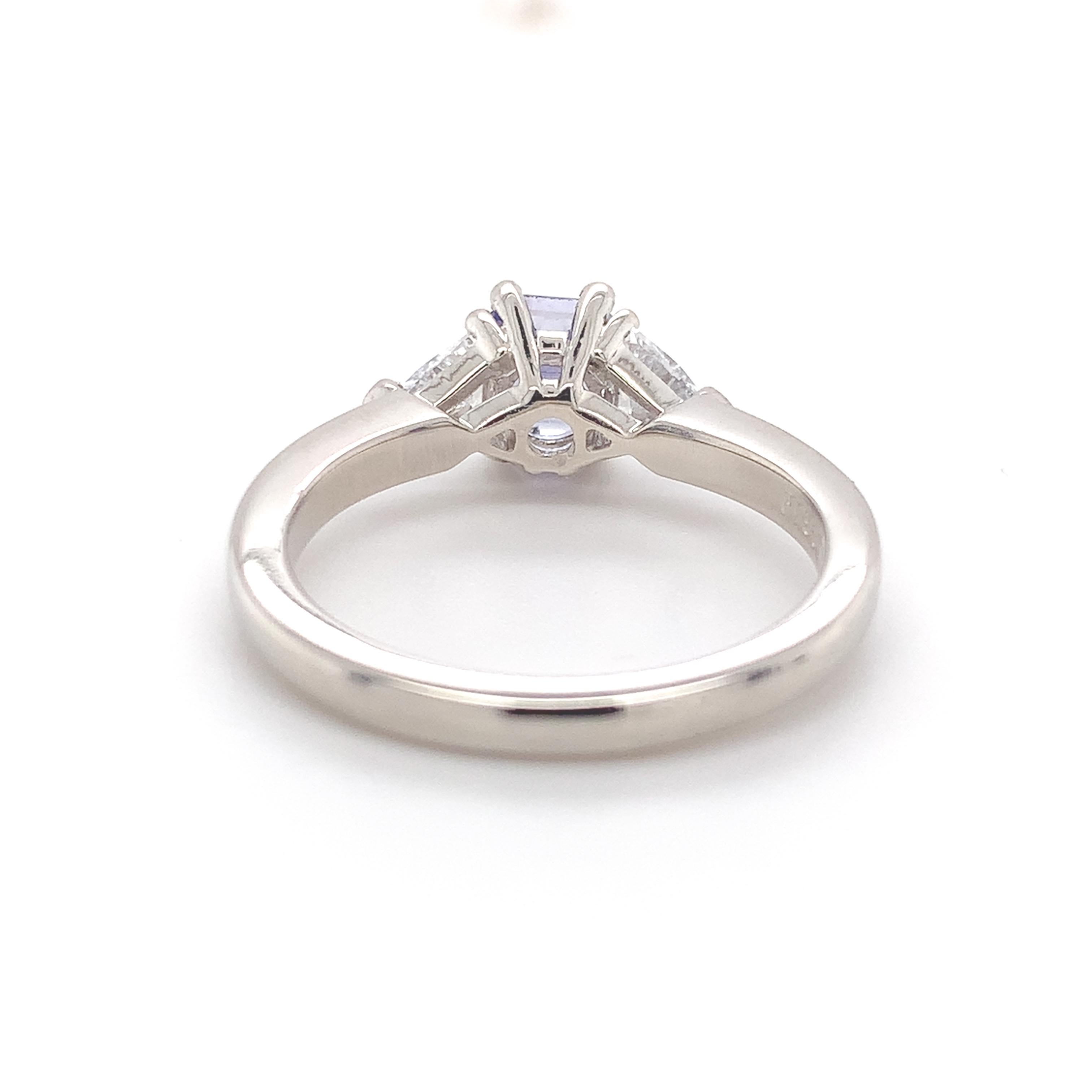 Women's Platinum .88ct Ceylon Blue Sapphire and Diamond Ring For Sale