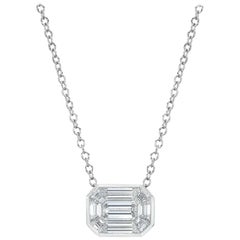Platinum, 9-Stone G Color Diamond, Emerald Shape Pendant