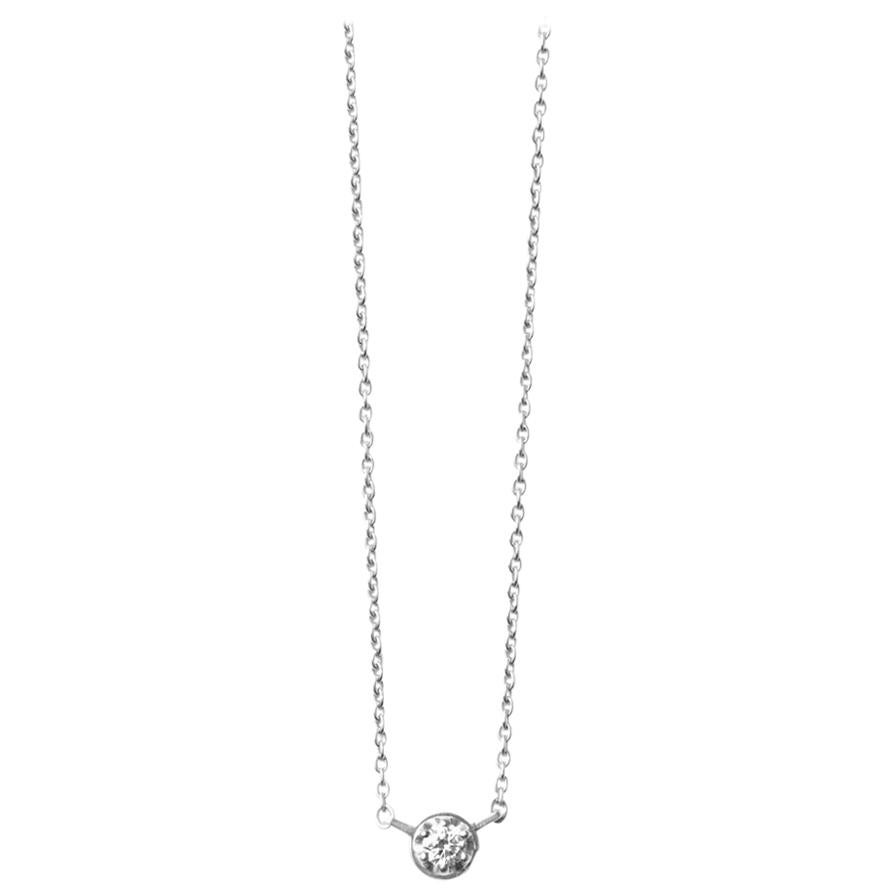 Platinum 900 0.1 Carat Diamond Necklace For Sale