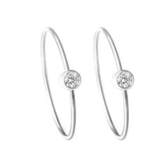 Platinum 900 Diamond 0.1 Carat Hoop Pair of Earrings