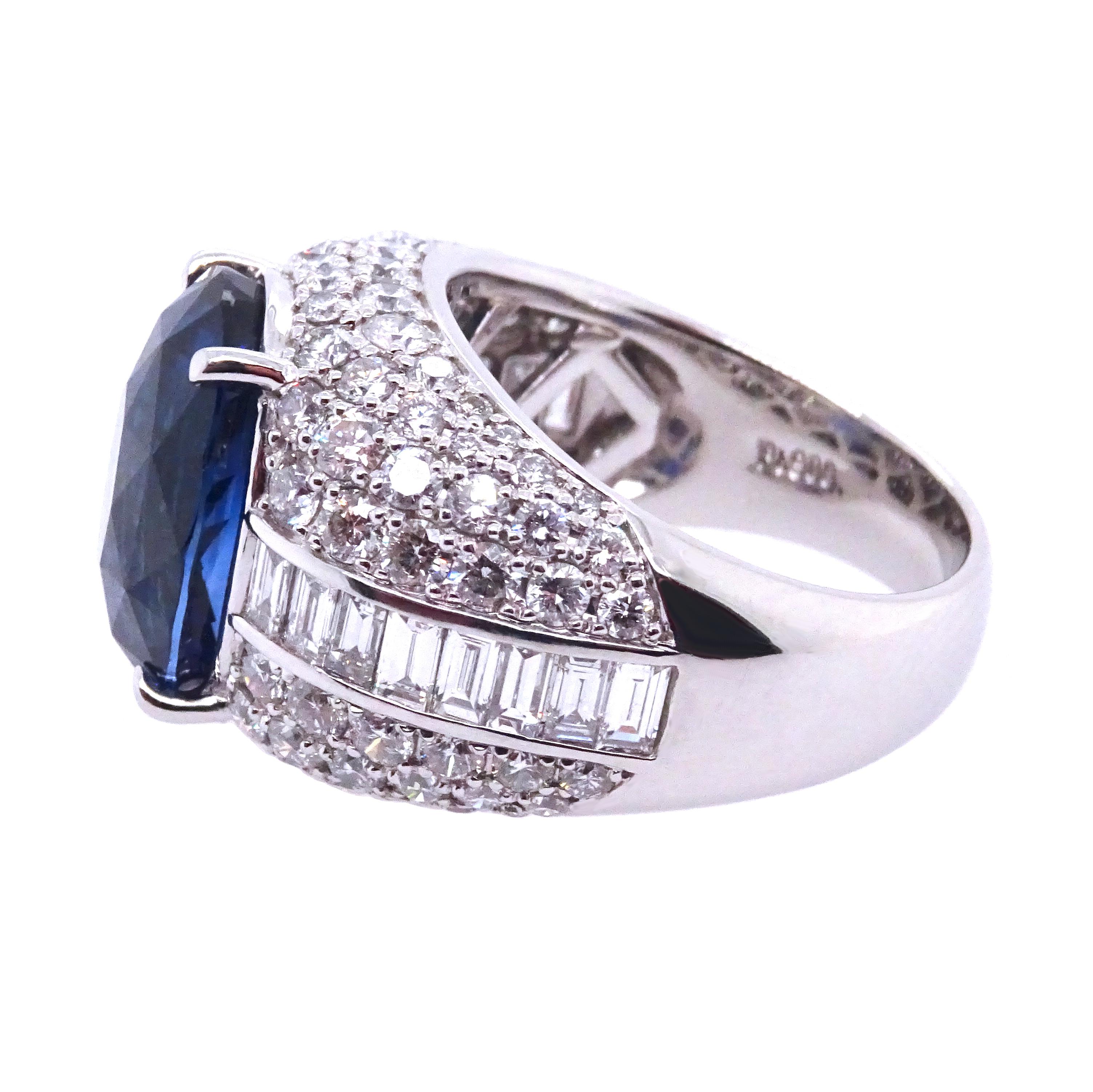 This breathtaking and exclusive sapphire ring showcases a vivid blue or royal blue sapphire of exceptional quality, ethically sourced from Sri Lanka, and comes with a prestigious GRS certificate guaranteeing its authenticity and origin. The sapphire