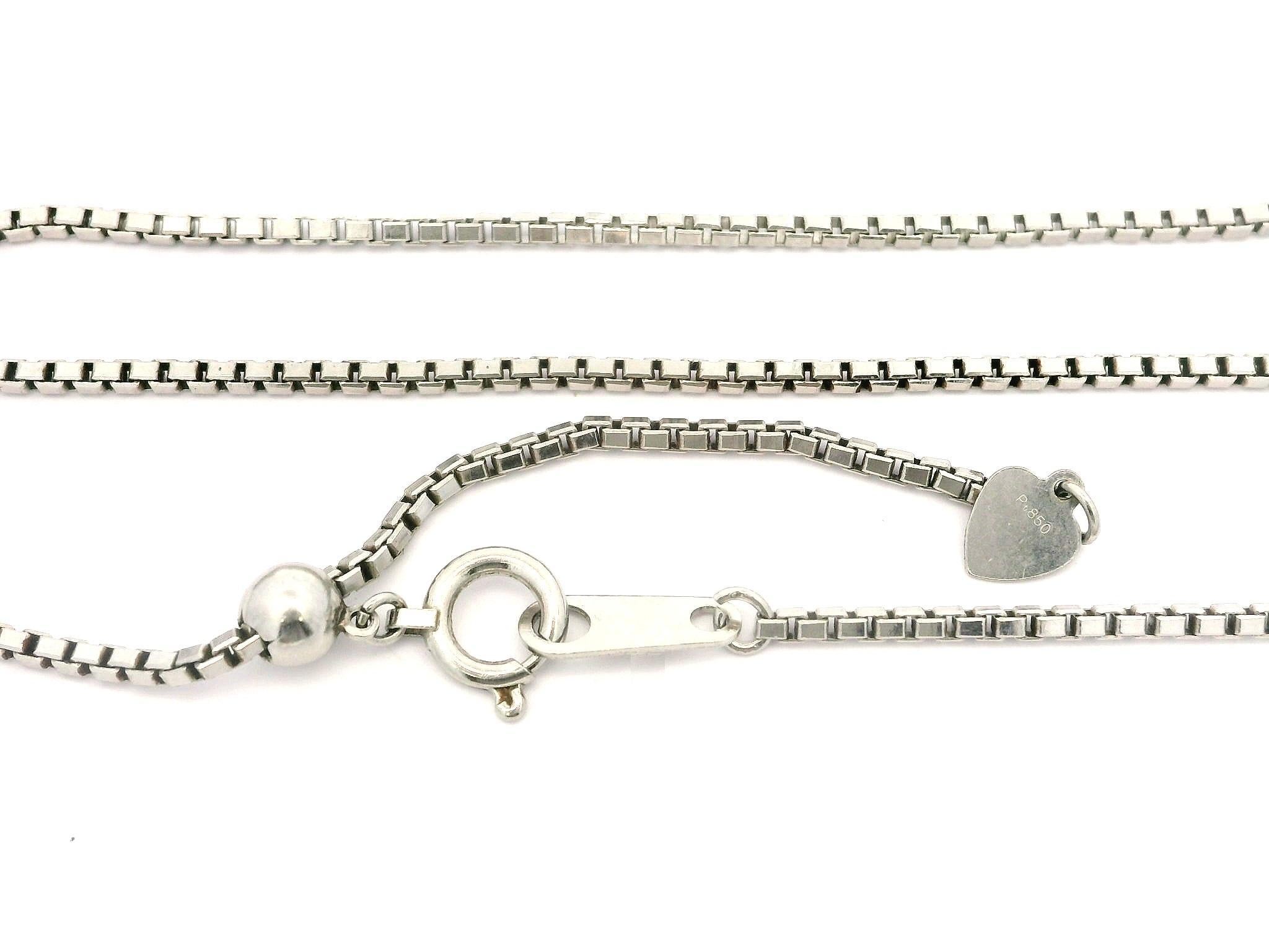 Platinum 9.09ct Long Rectangular Tourmaline Diamond Pendant Adjustable Necklace For Sale 3