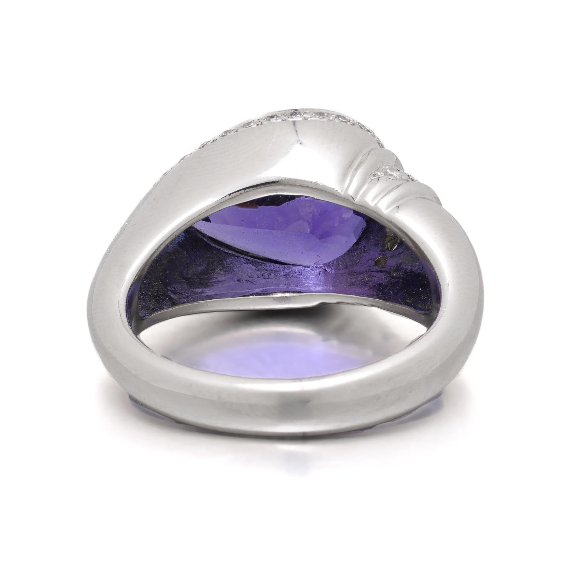 da uomo o donna Anello in platino con tanzanite a pera e diamanti da 9,35 carati in vendita
