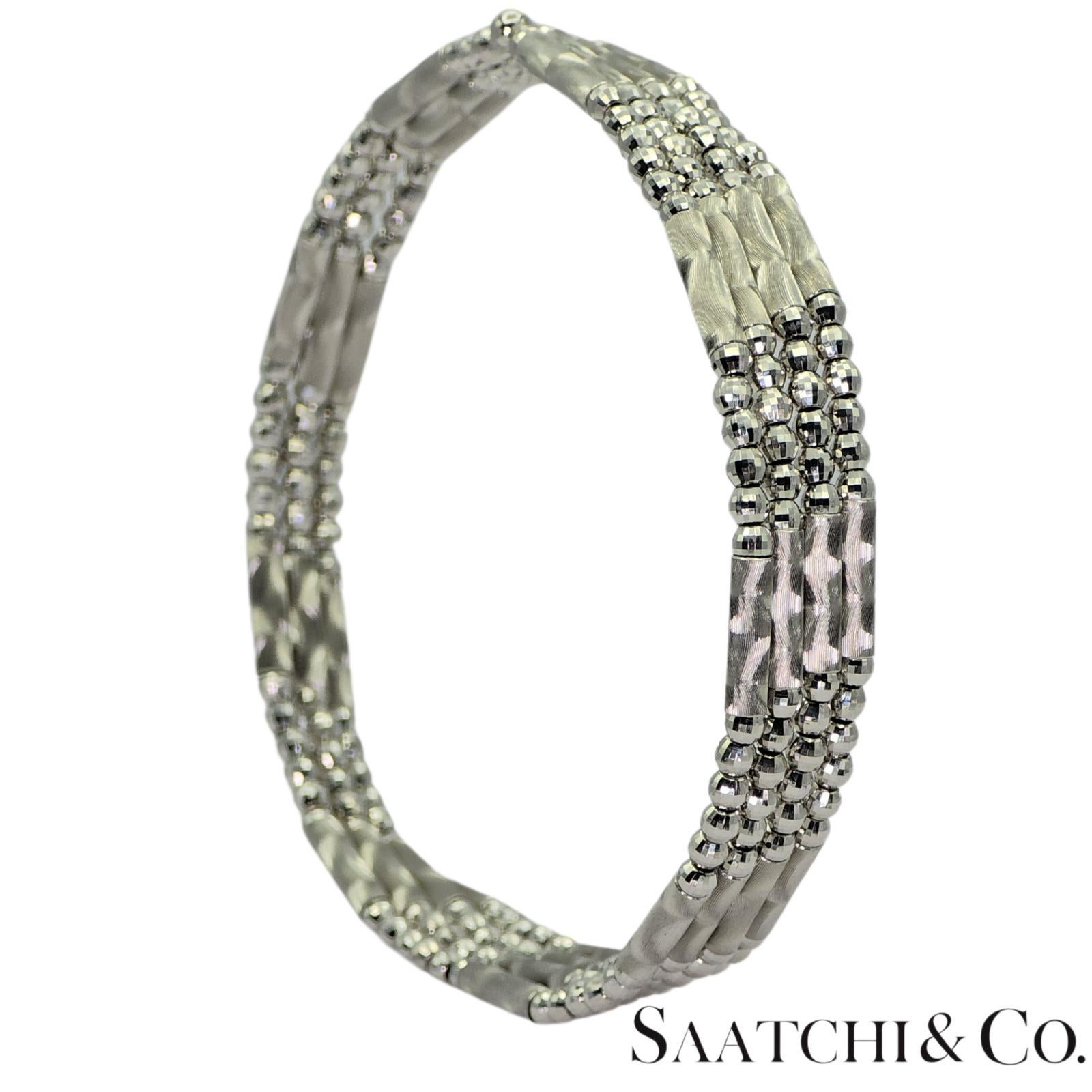 Platinum 950: Bracelet / Necklace

Metal Type: Platinum 950
Total Item Weight: 13.09 Grams
Wearing Option: Bracelet / Necklace
Closure: Magnetic
Bracelet Size: Flexible to any size

Internal ID: BR10524