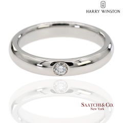 Platinum 950 Harry Winston Natural Single Diamond Band Ring