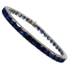 Platin 950 LAB Erstellt Top Qualität Saphir Grench Cut: Tennis-Armband