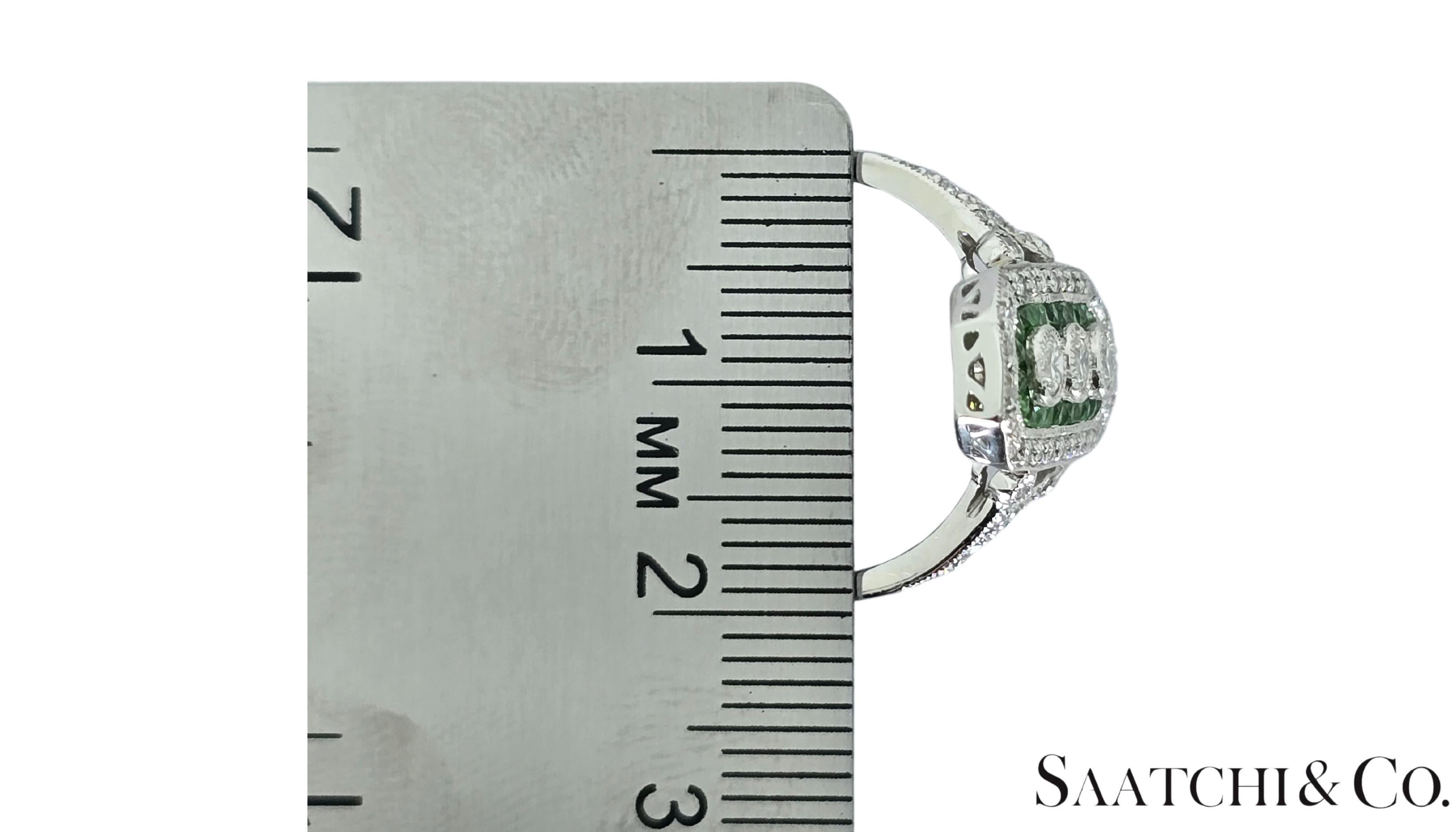Anello in platino 950 con tsavorite naturale da 1 carato e diamante naturale da 0,55 carati In condizioni Nuovo in vendita a New York, NY