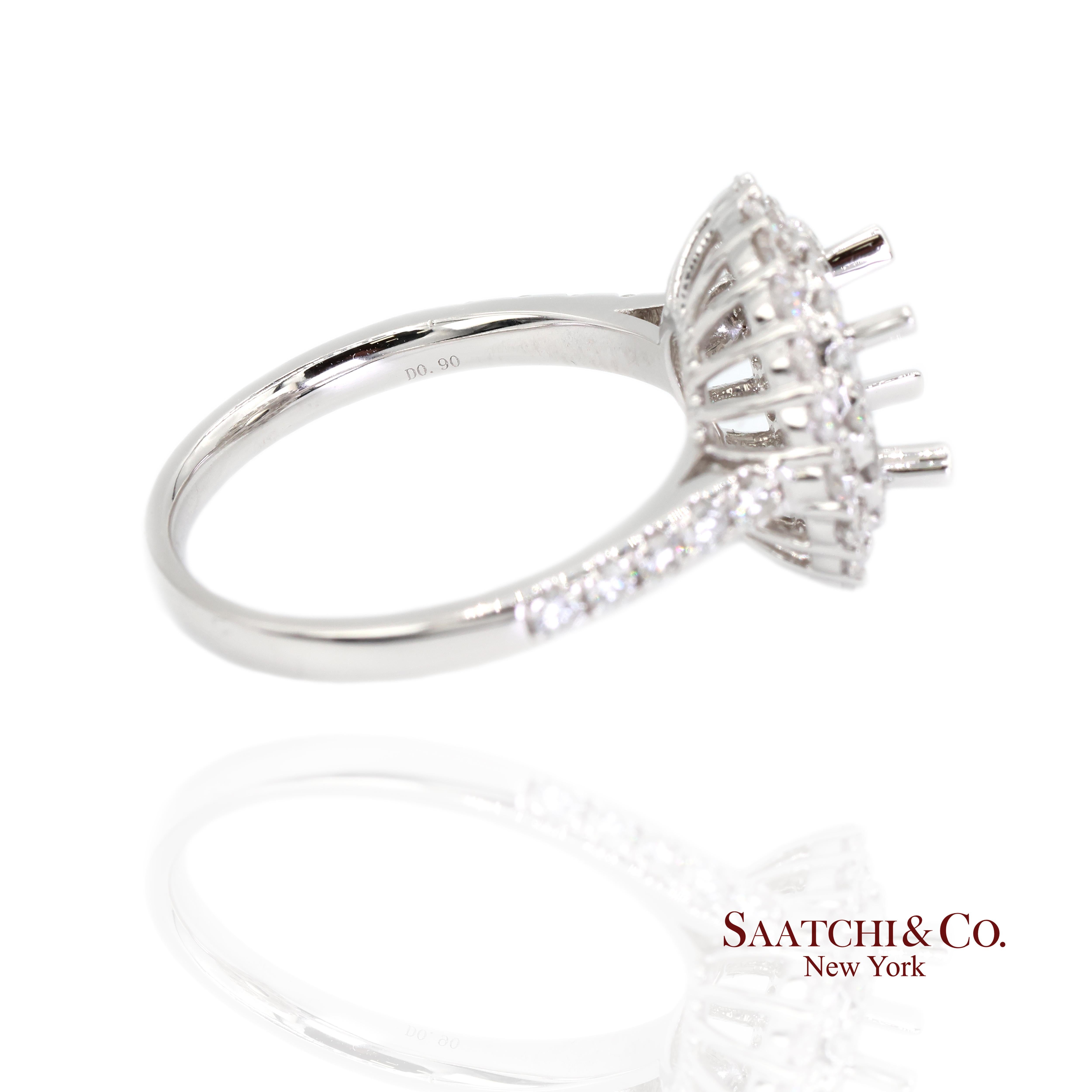 Anello in platino 950 con diamante naturale Brilliante Misura 6,5 in vendita 1