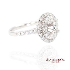 Platinum 950 Natural Brilliant Diamond Semi Mount Ring Size 6.5