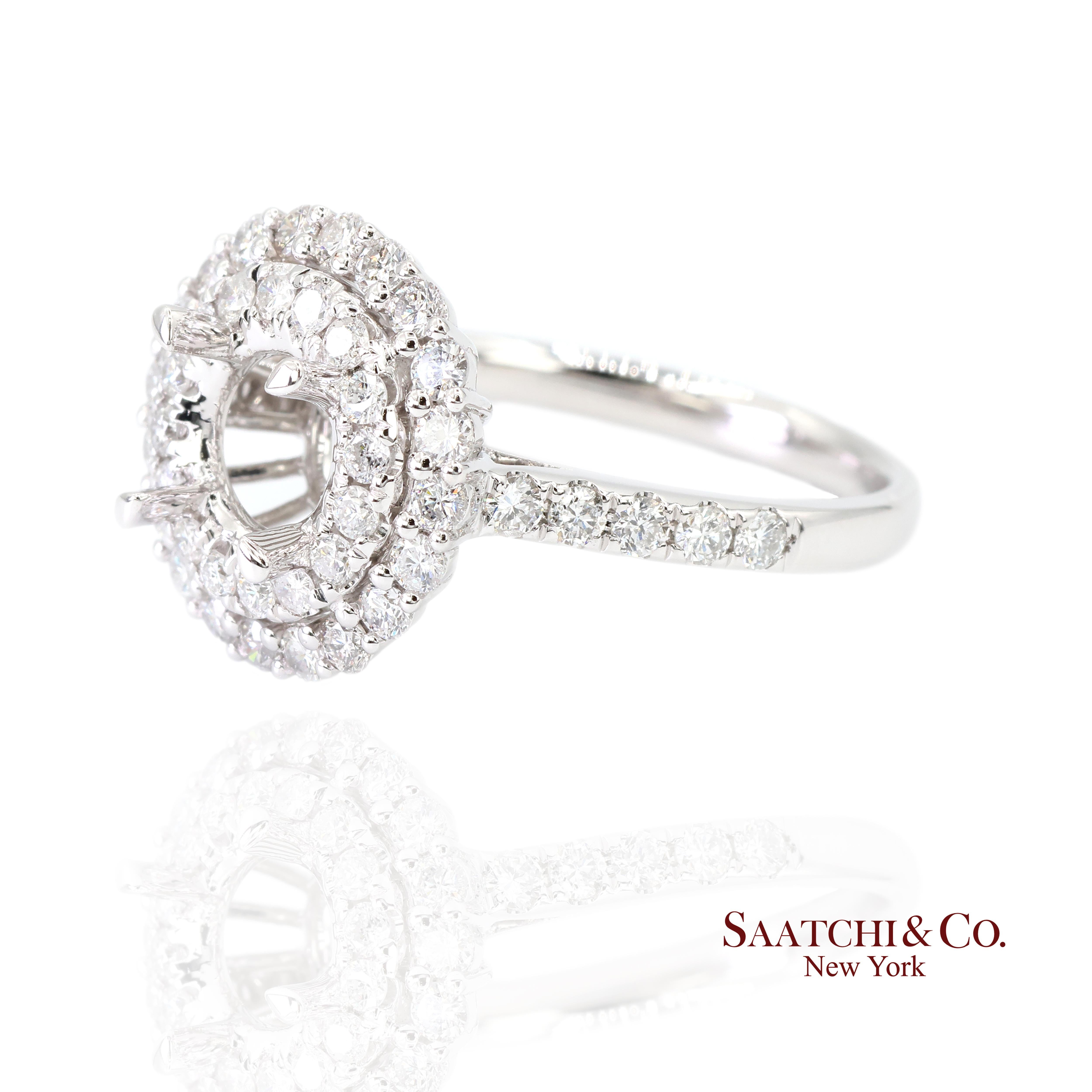 Contemporain Monture en platine 950 diamant Brilliante Nature Taille 6.5 en vente