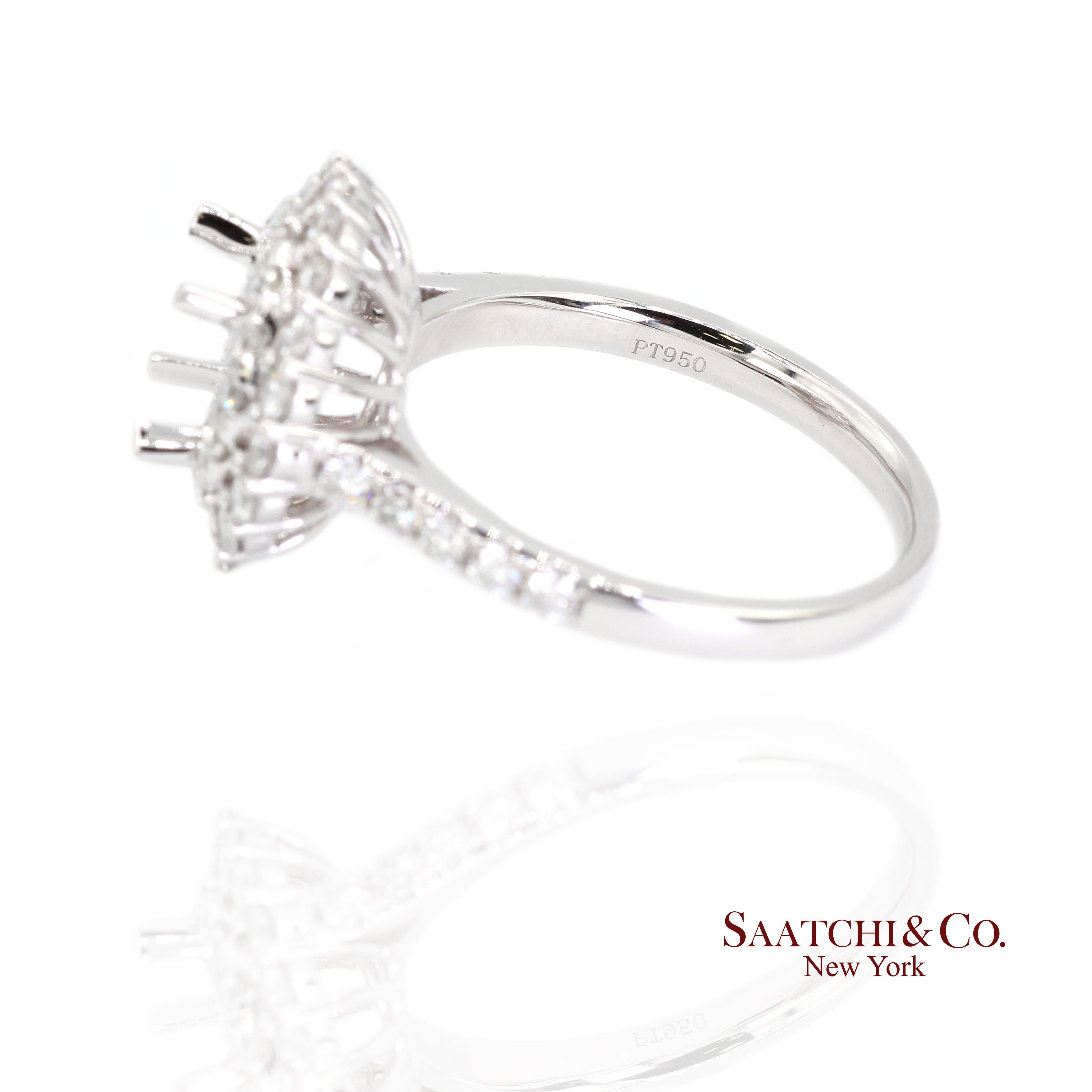 Monture en platine 950 diamant Brilliante Nature Taille 6.5 Unisexe en vente