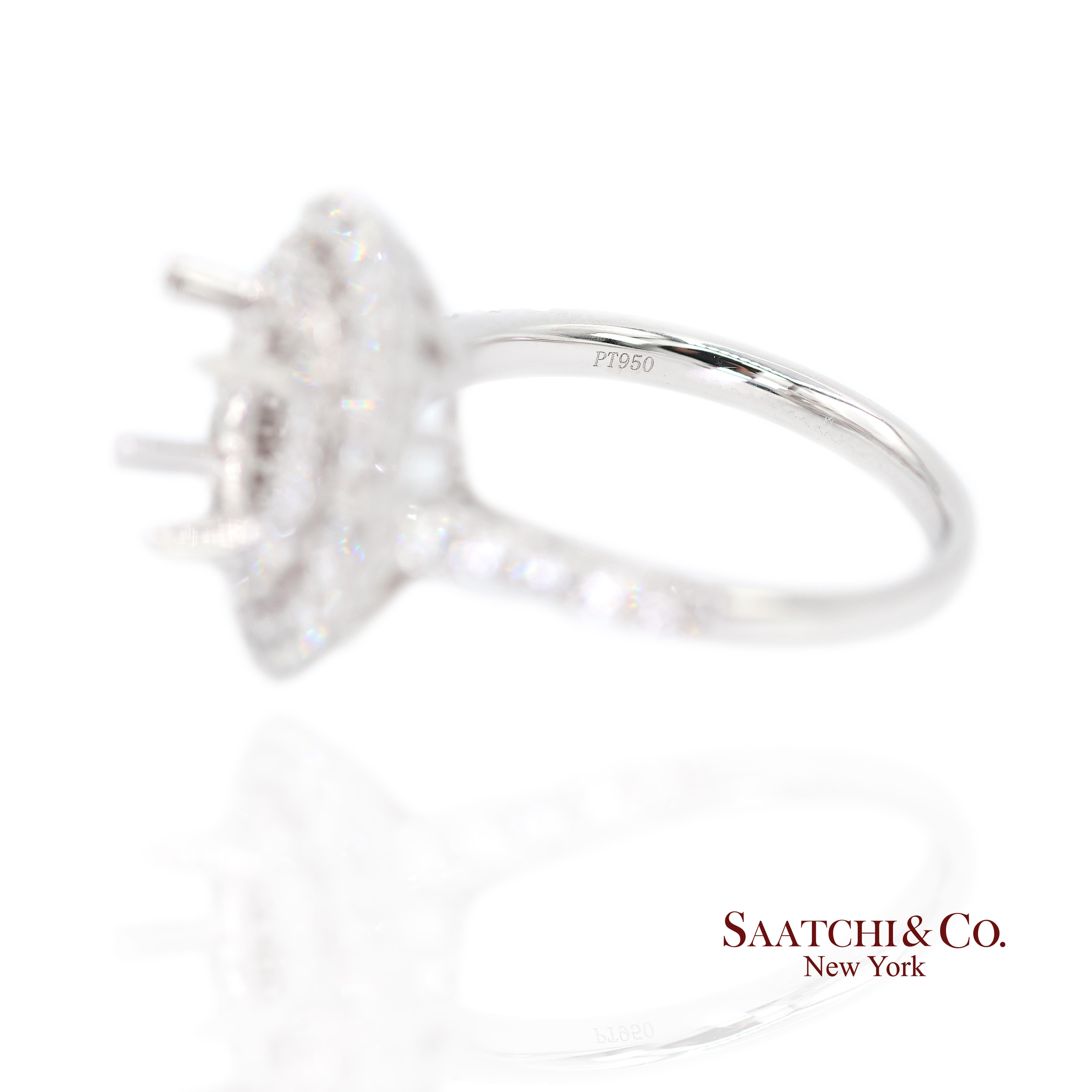 Monture en platine 950 diamant Brilliante Nature Taille 6.5 en vente 2
