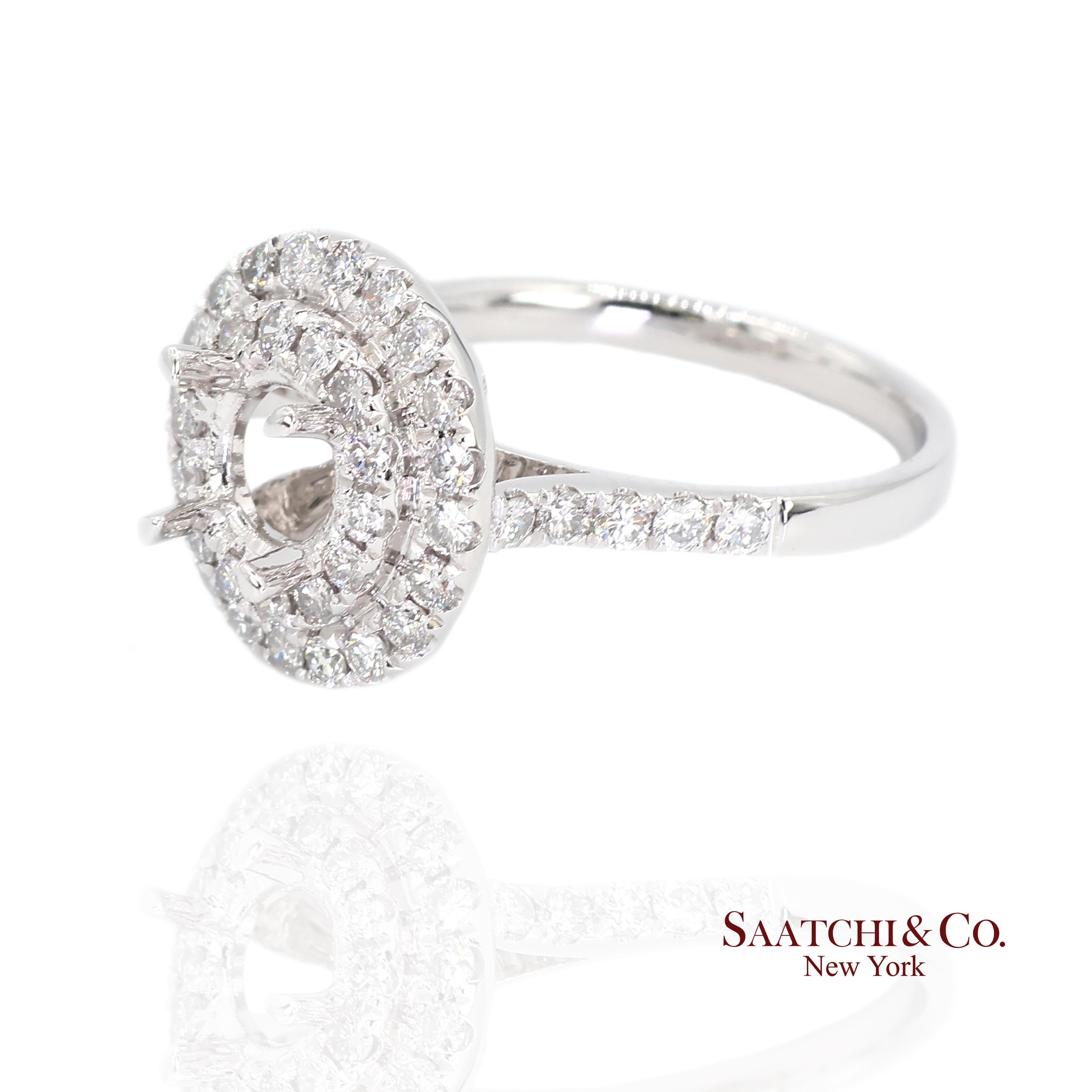 Anillo Semi Montura Platino 950 Diamante Brillante Natural Talla 6.5 Contemporáneo en venta