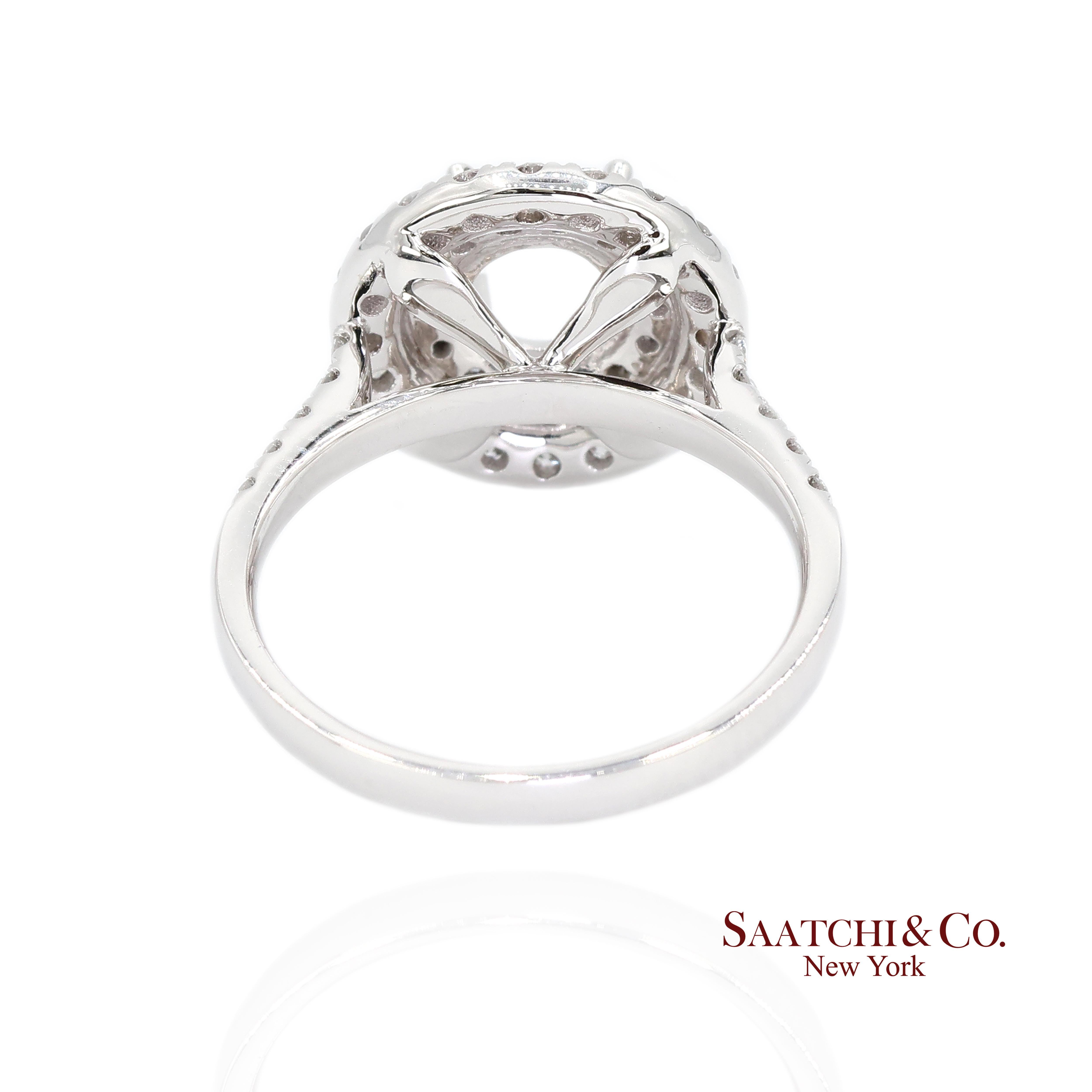 Anillo Semi Montura Platino 950 Diamante Brillante Natural Talla 6.5 Corte brillante en venta