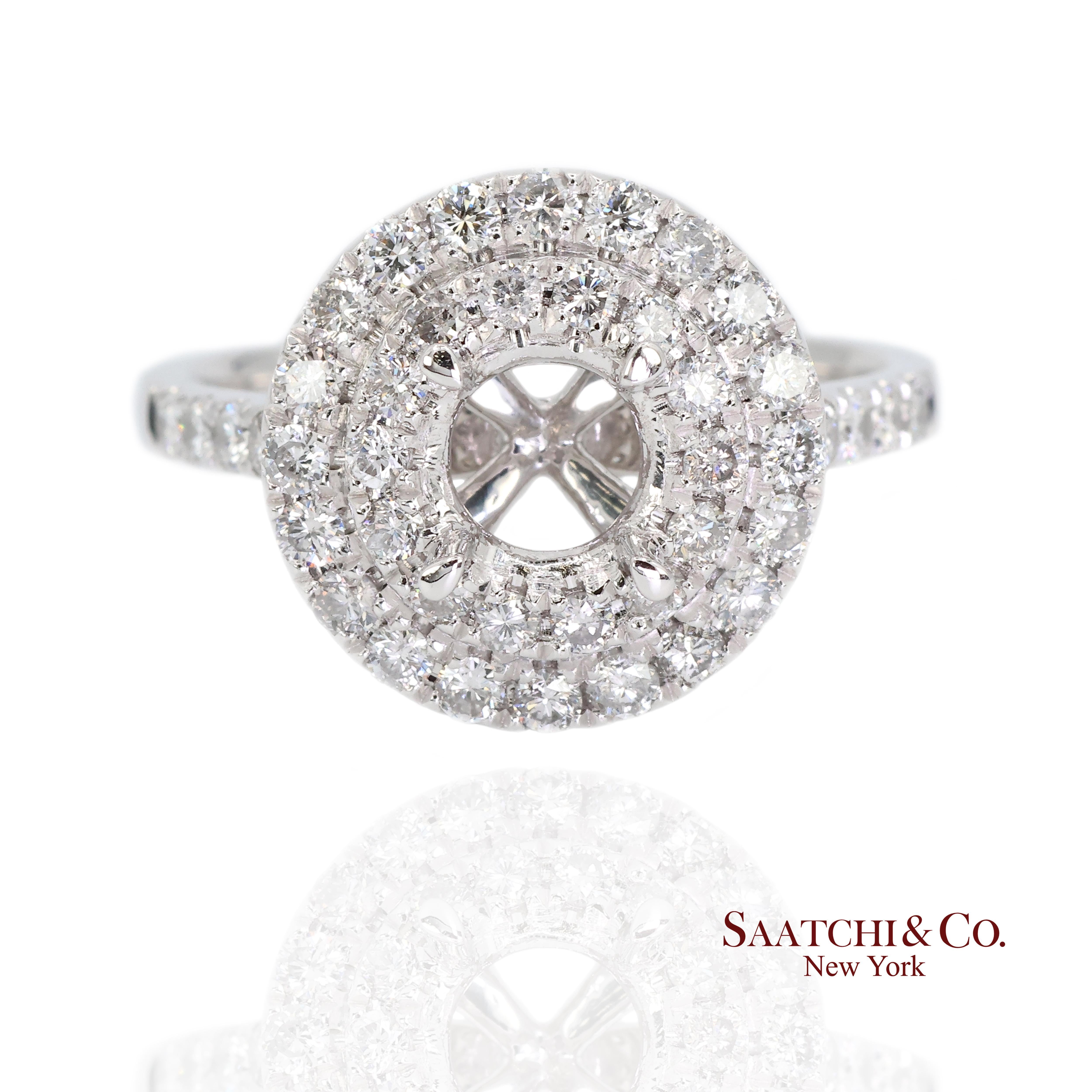 Femenino o masculino Anillo Semi Montura Platino 950 Diamante Brillante Natural Talla 6.5 en venta