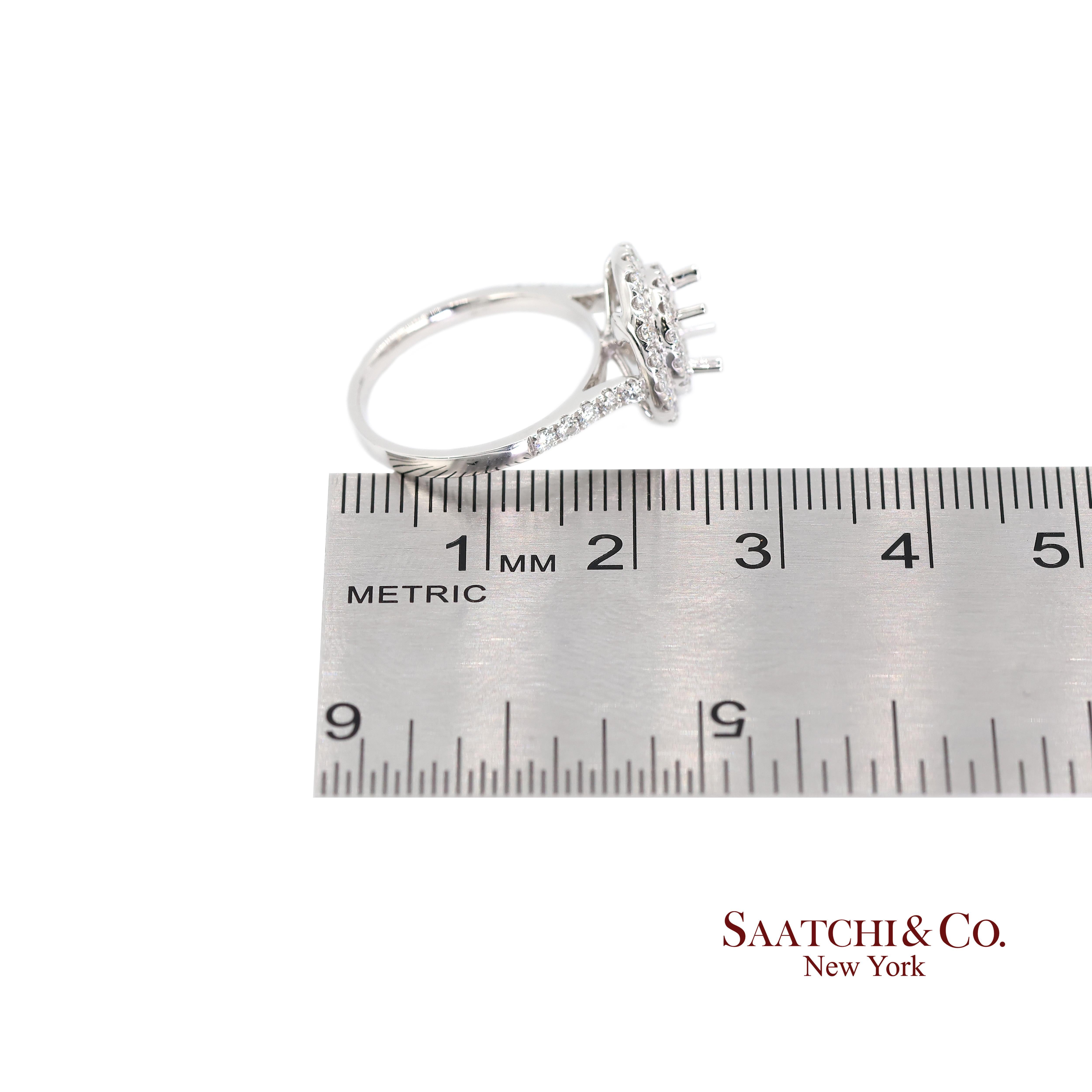 Anillo Semi Montura Platino 950 Diamante Brillante Natural Talla 6.5 en venta 3