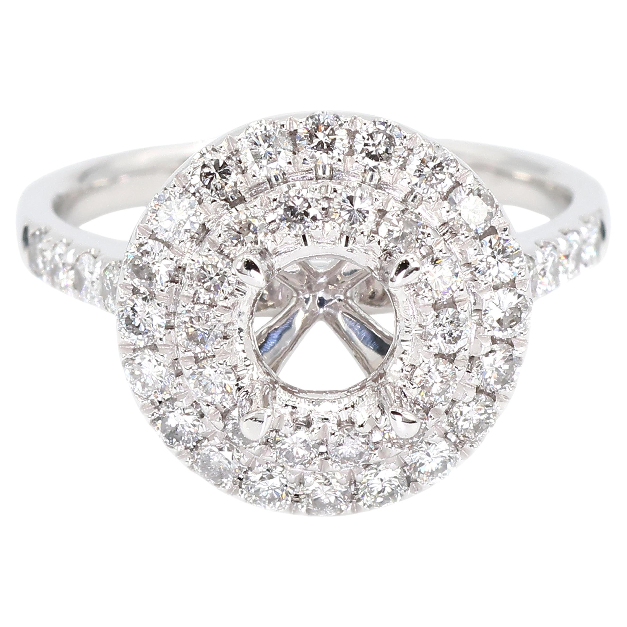 Anillo Semi Montura Platino 950 Diamante Brillante Natural Talla 6.5 en venta