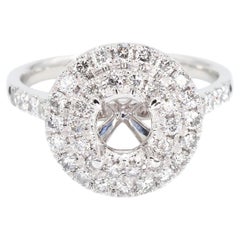 Platinum 950 Natural Brilliant Diamond Semi Mount Ring Size 6.5