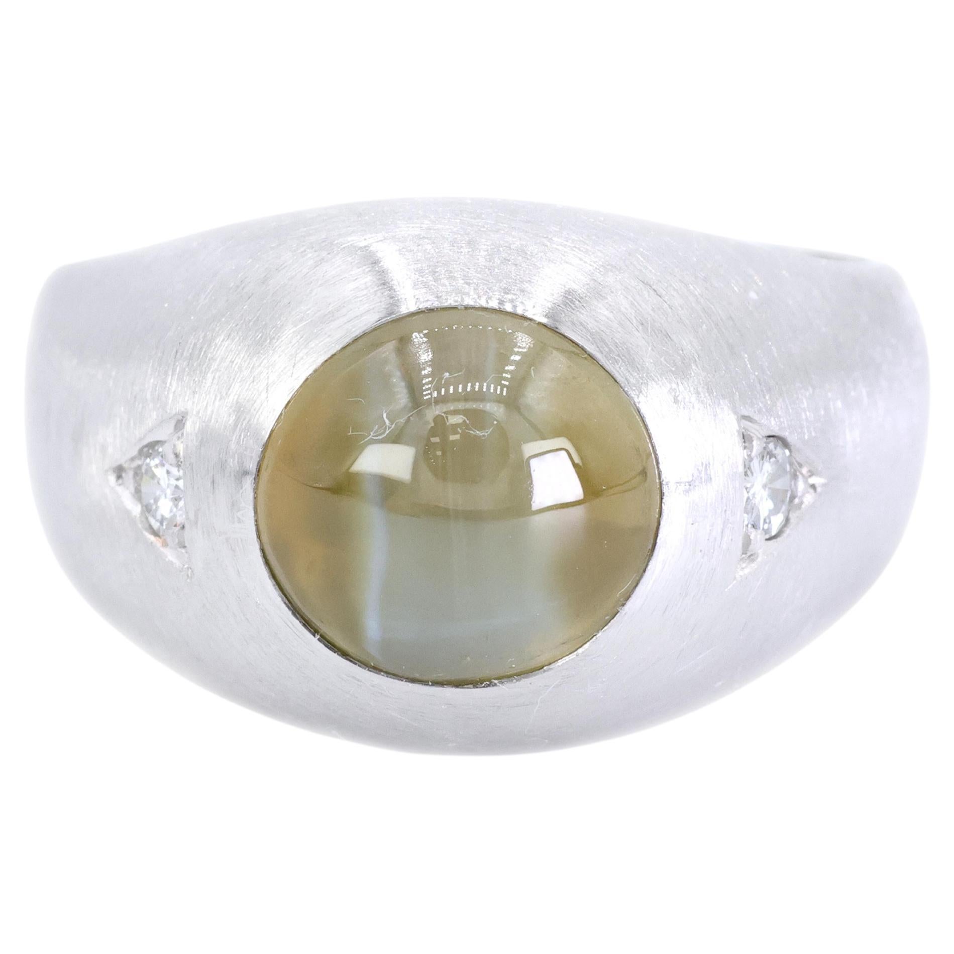 Anello in platino 950 con crisoberillo naturale e diamante naturale