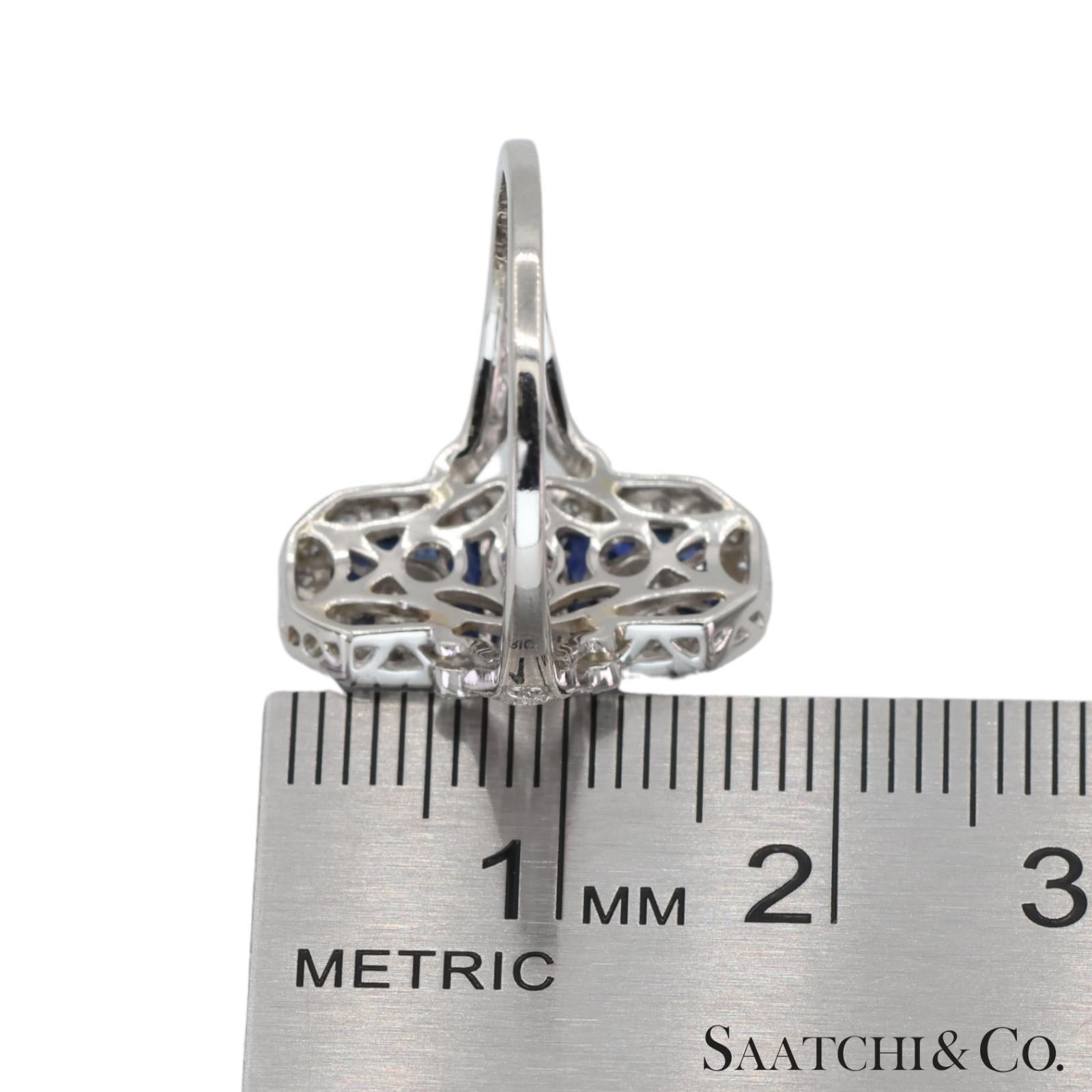 Platinum 950 Natural Diamond and Natural Sapphire Elegant Ring in vendita 5