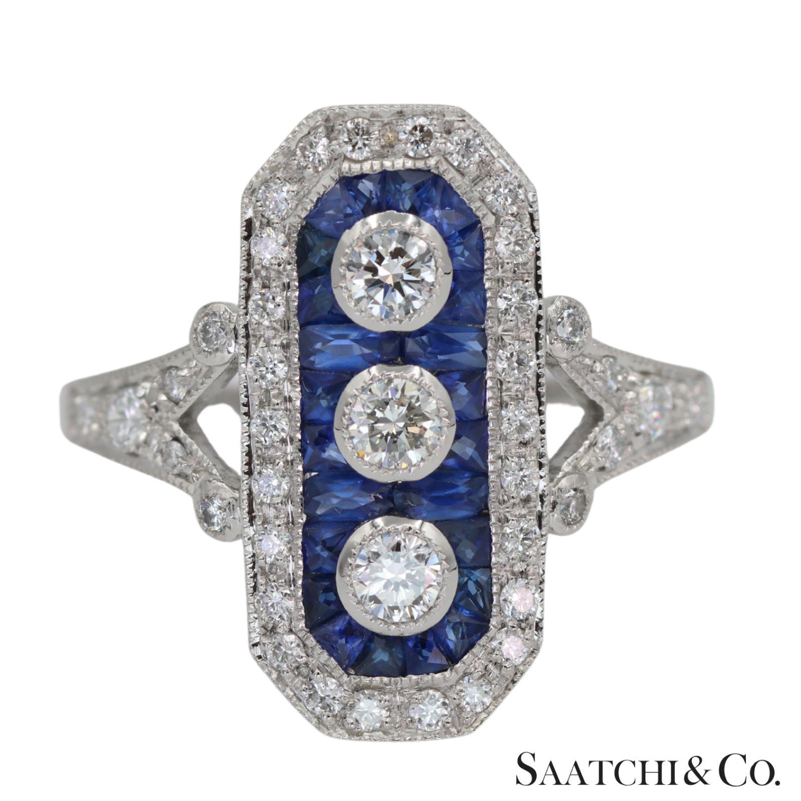 Platinum 950 Natural Diamond and Natural Sapphire Elegant Ring In condizioni Nuovo in vendita a New York, NY