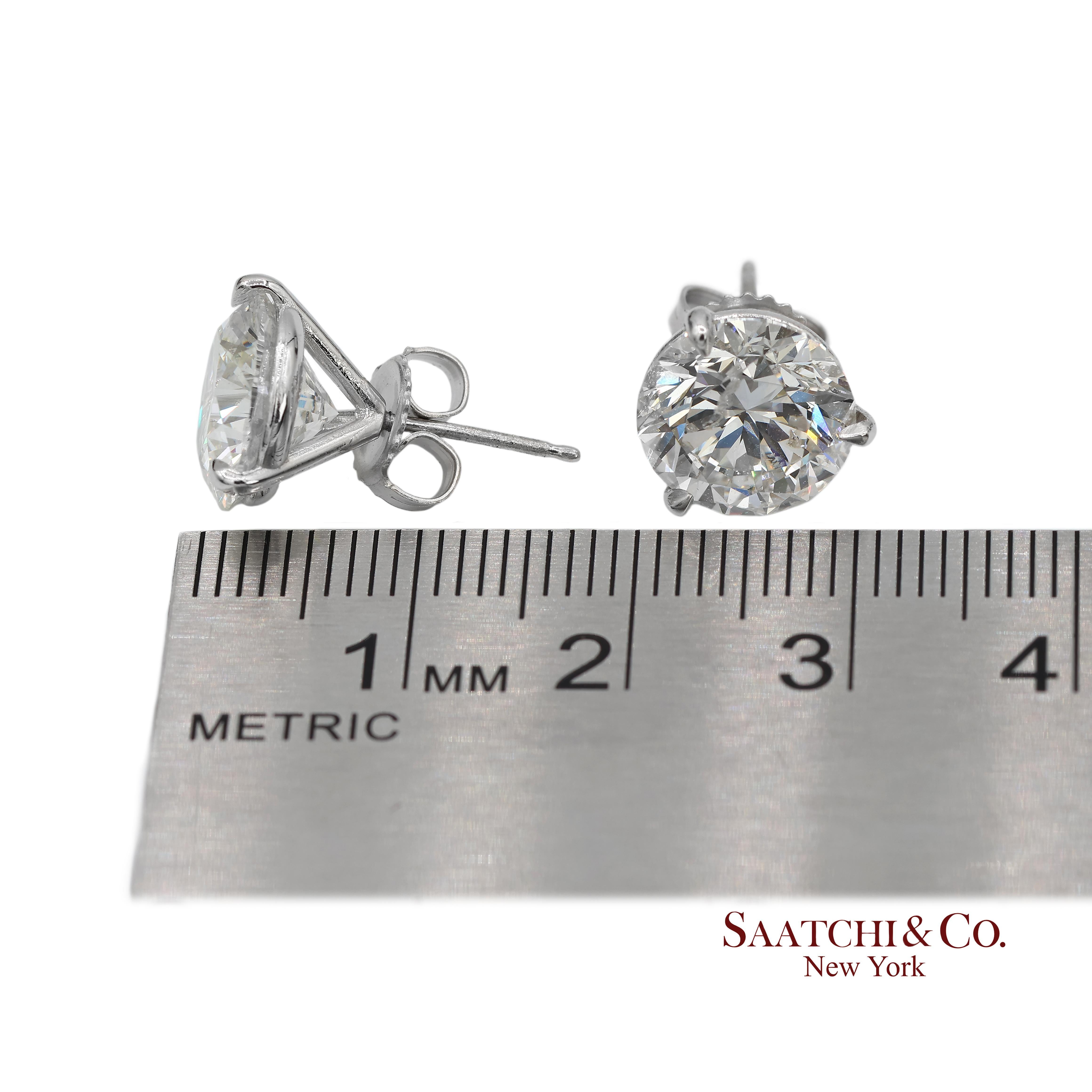 Platinum 950 8.03 Carat Natural Diamond Stud Earrings For Sale 6