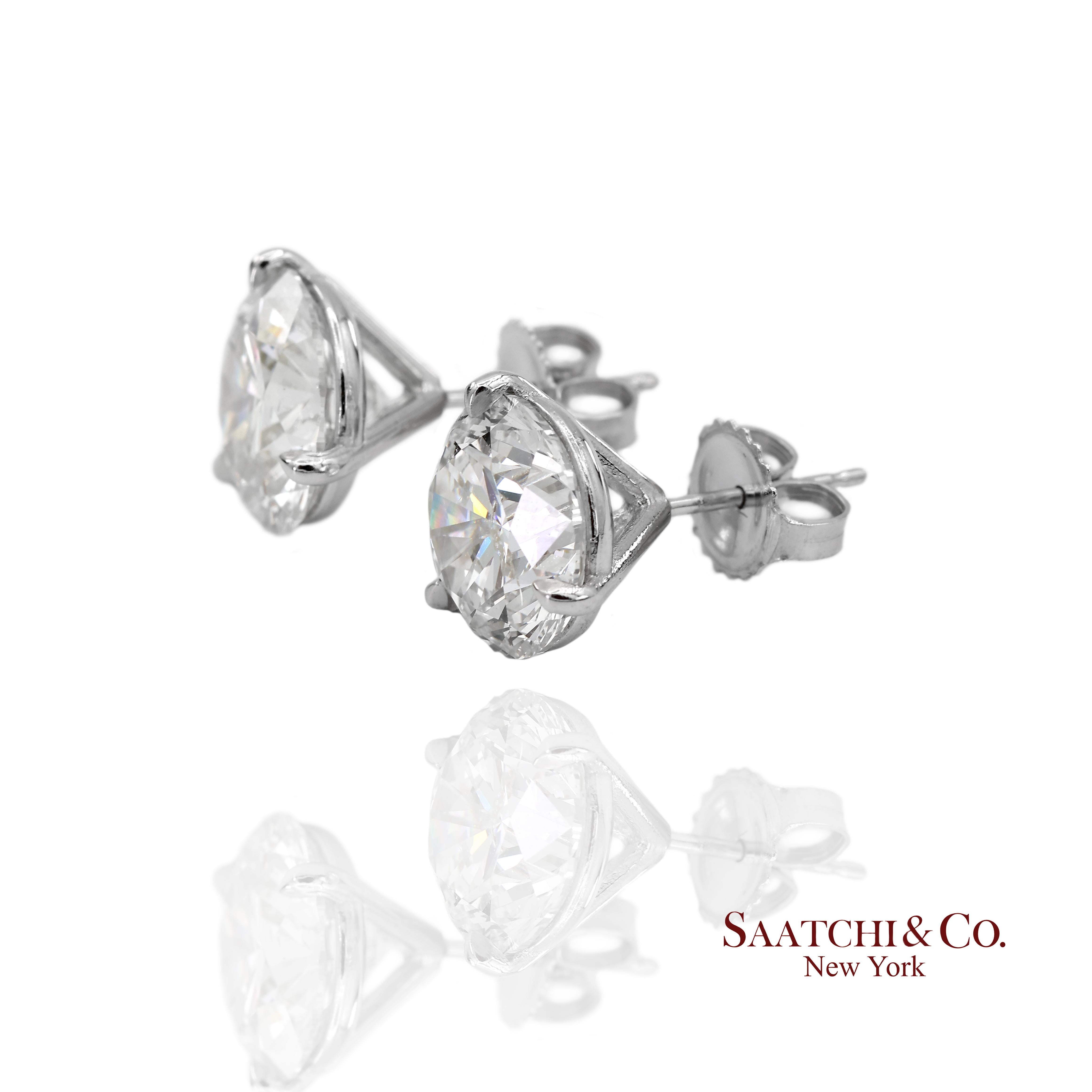 Contemporary Platinum 950 8.03 Carat Natural Diamond Stud Earrings For Sale