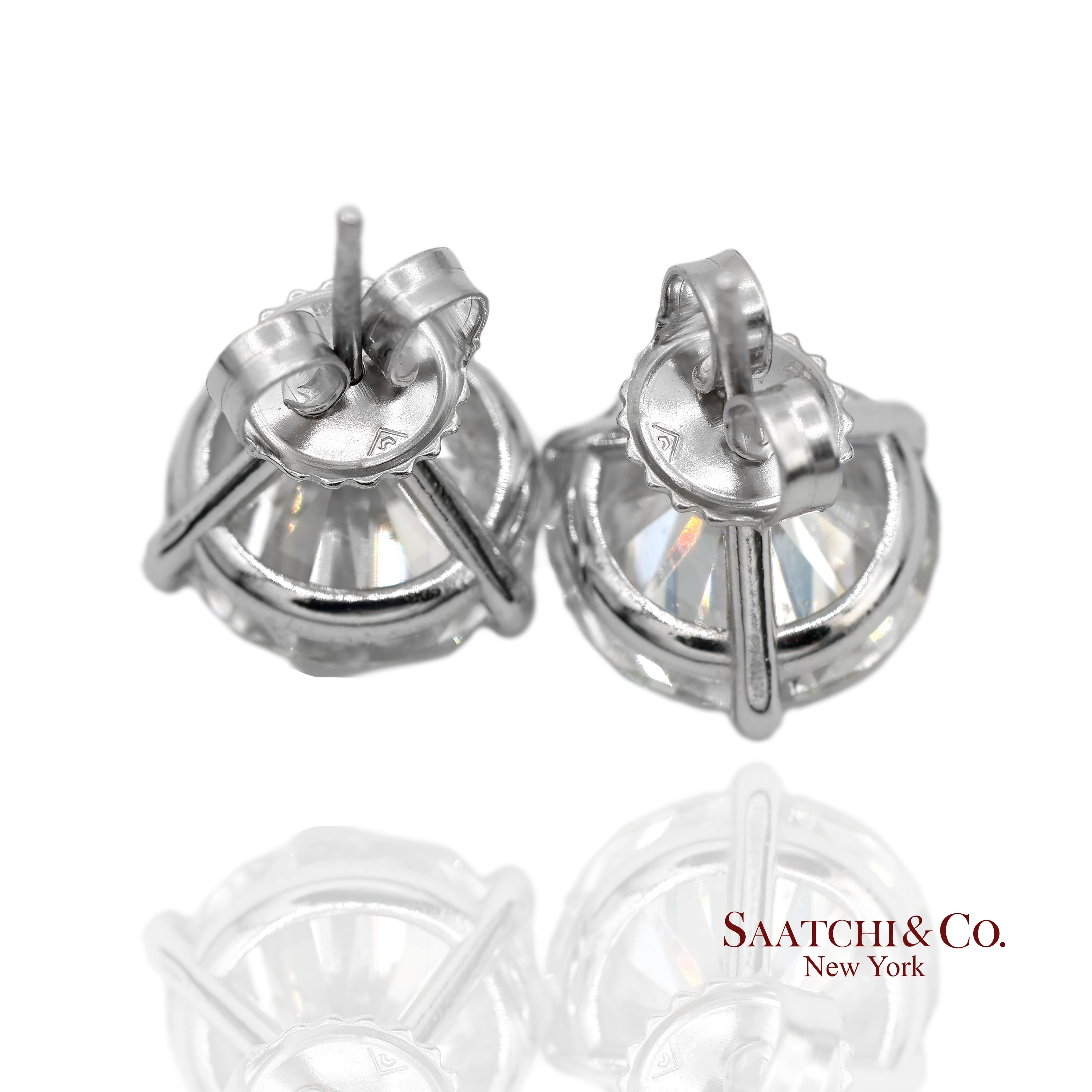 Platinum 950 8.03 Carat Natural Diamond Stud Earrings For Sale 1