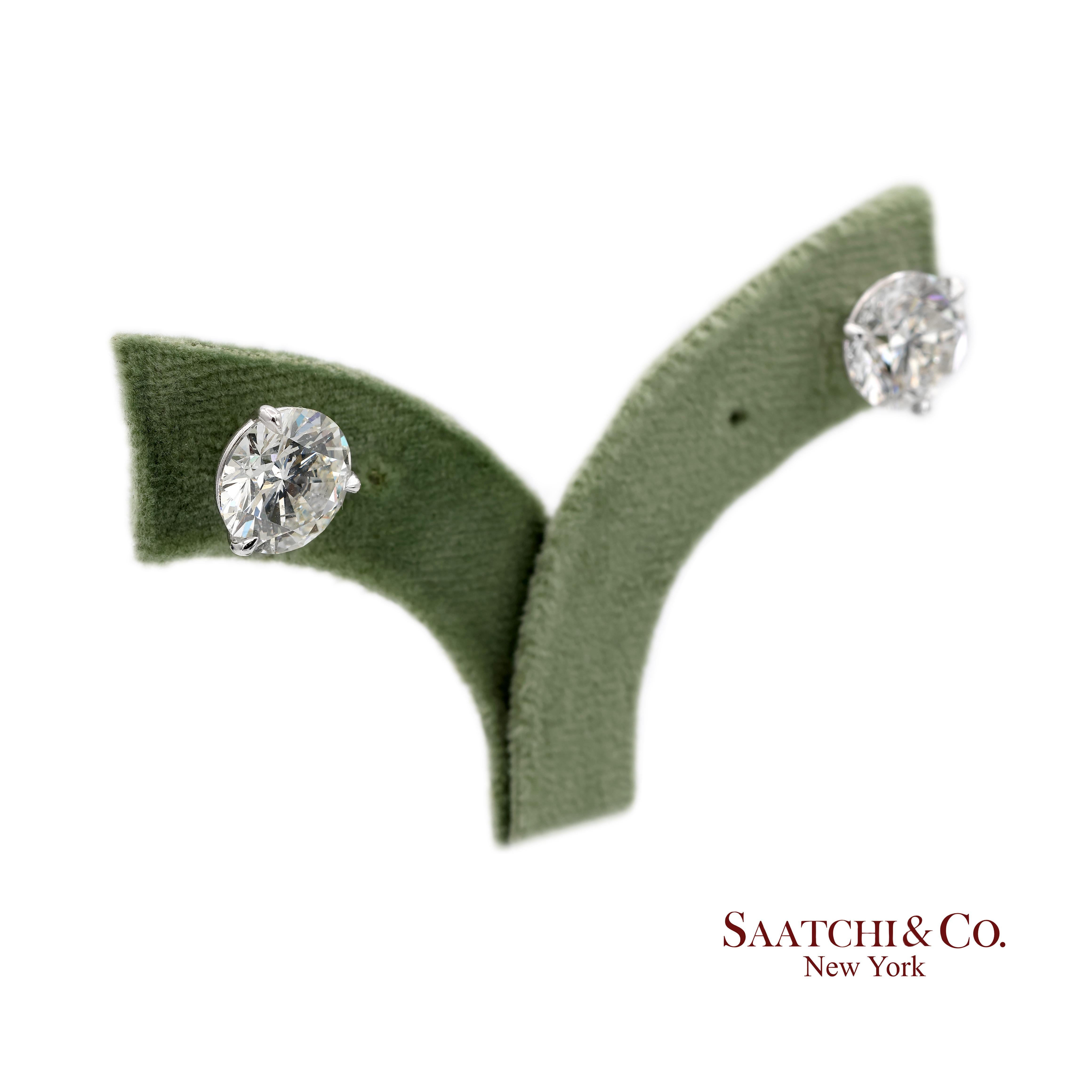 Platinum 950 8.03 Carat Natural Diamond Stud Earrings For Sale 3