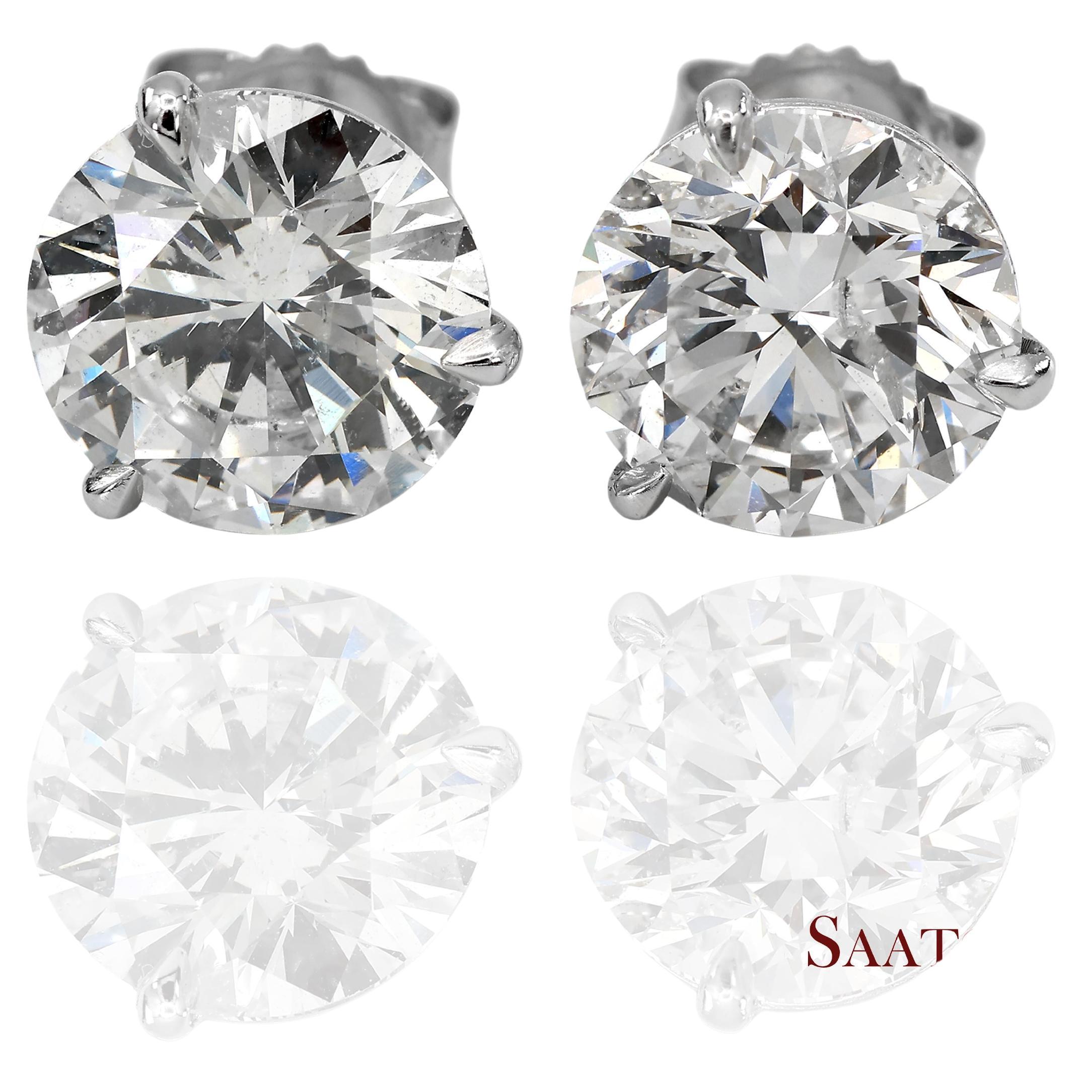 Platinum 950 8.03 Carat Natural Diamond Stud Earrings For Sale