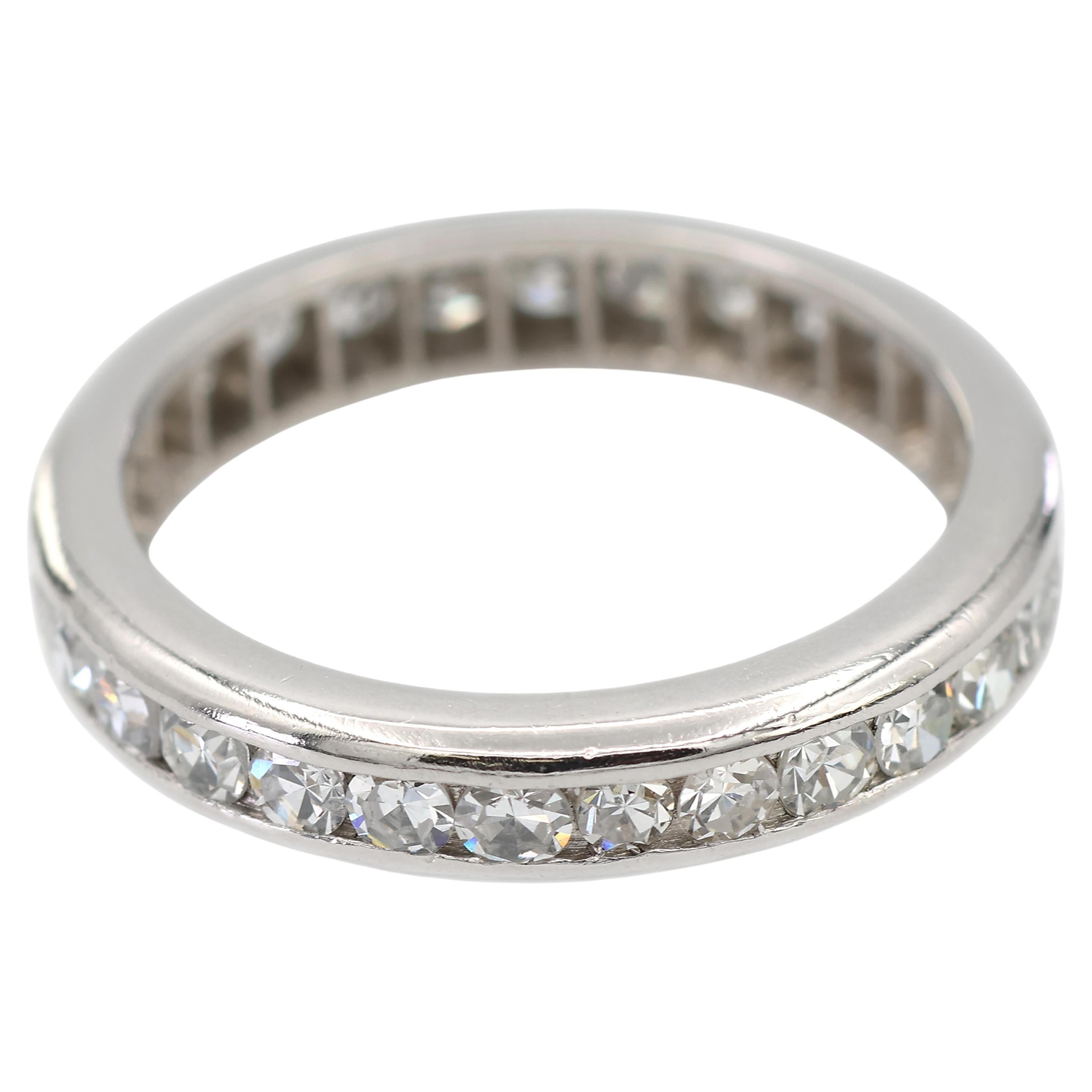 Bague Vintage en platine 950 diamants naturels en vente
