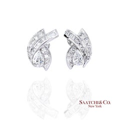 Platinum 950 Natural White Diamond Fancy Luxe Earring