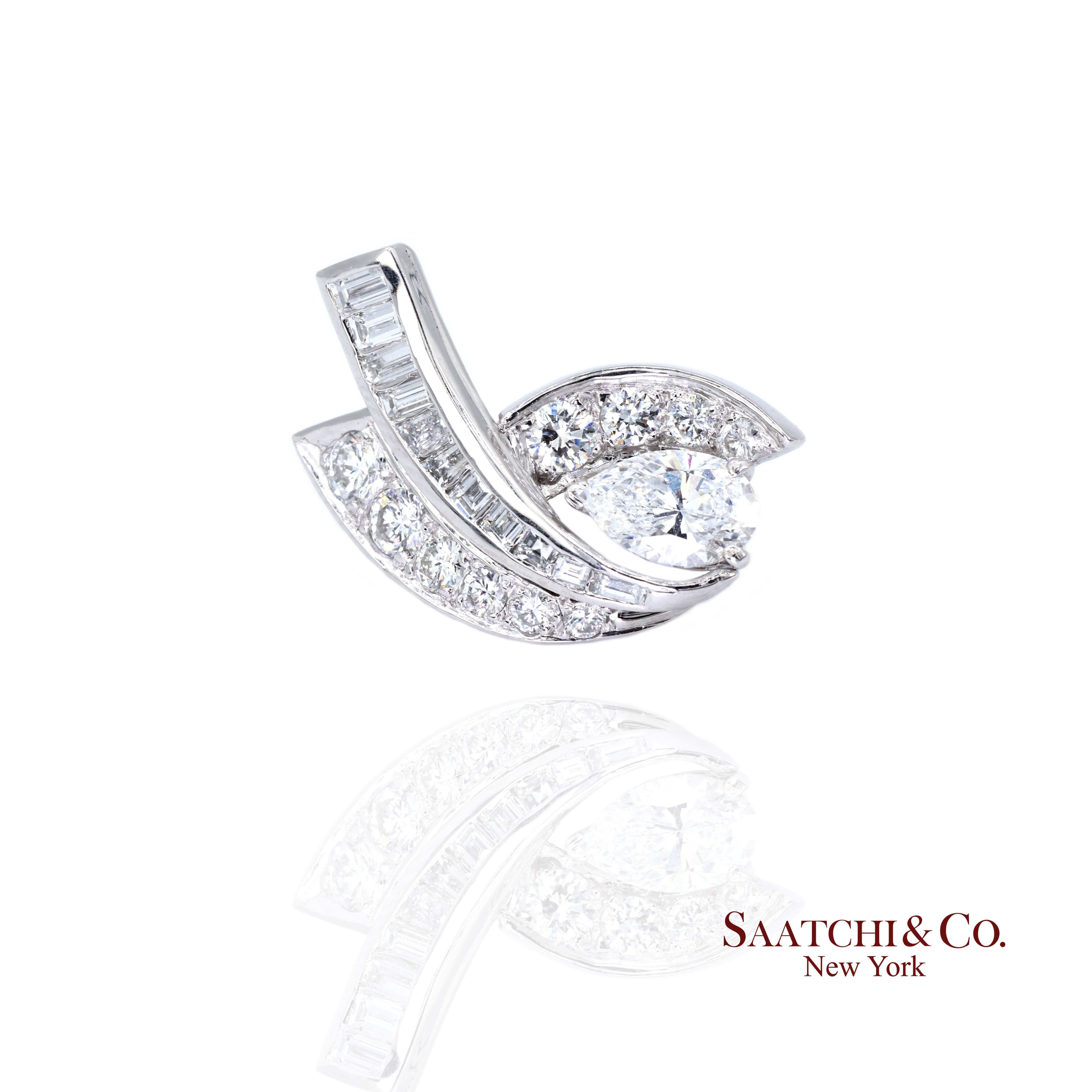 Boucles d'oreilles fantaisie luxe en platine 950 diamants blancs naturels Pour femmes en vente