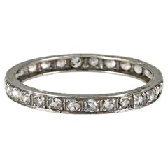 Platino 950 Banda d'epoca incisa a mano con diamante naturale a taglio singolo misura 6,5