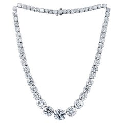 Used Platinum 95.00 Carat Diamond Tennis Necklace