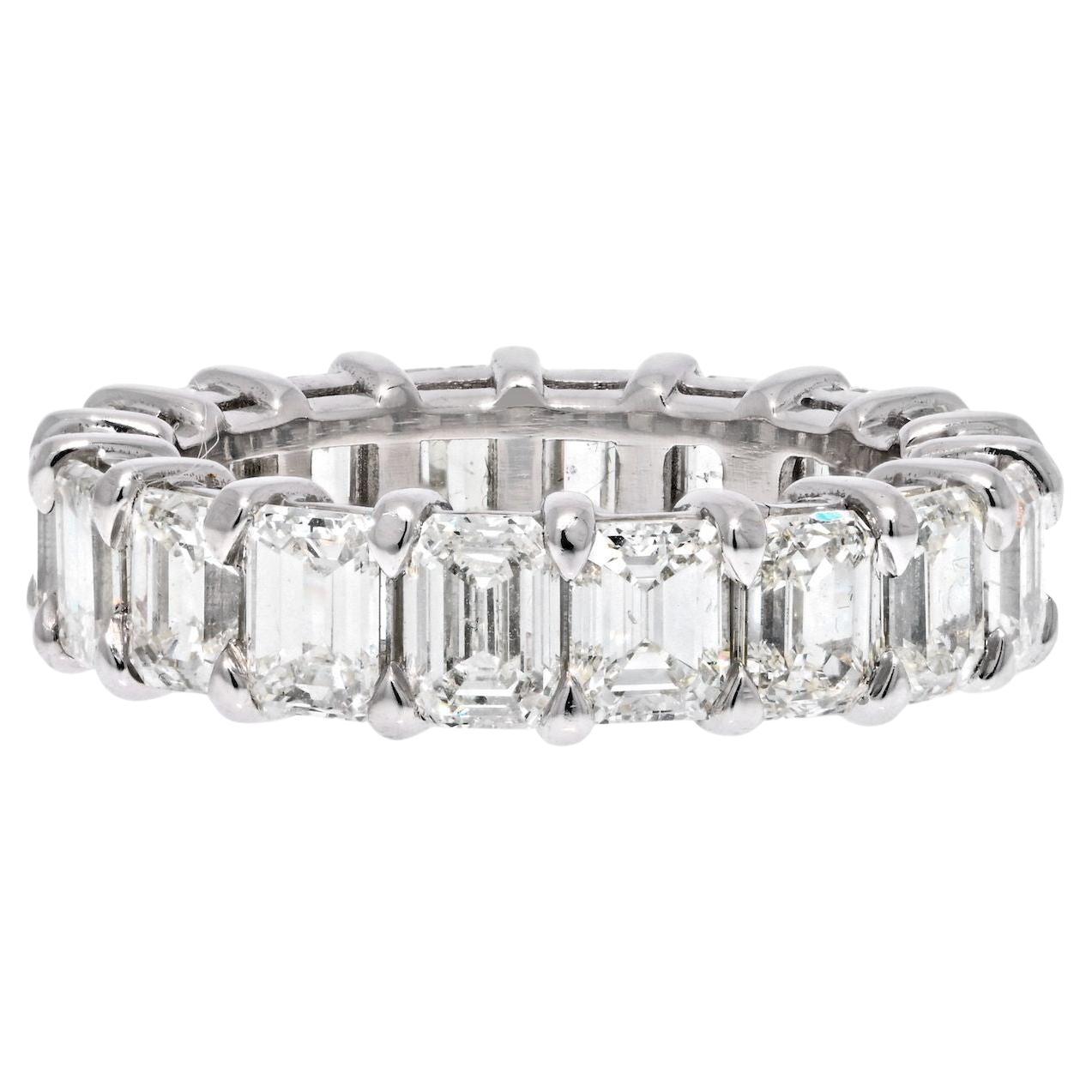 Emerald Cut Diamond Eternity Platinum Ring at 1stDibs