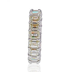 Platinum 9.75 Carat Emerald Cut Diamond Eternity Band