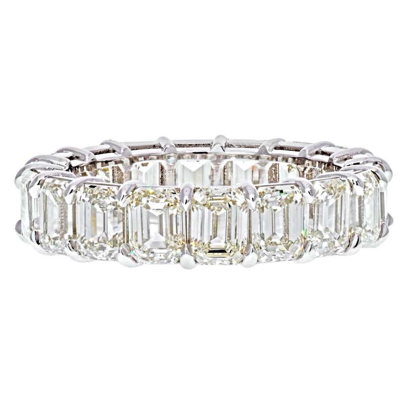 15.53 Carat Emerald Cut GIA Certified Diamond Eternity Ring For Sale at ...