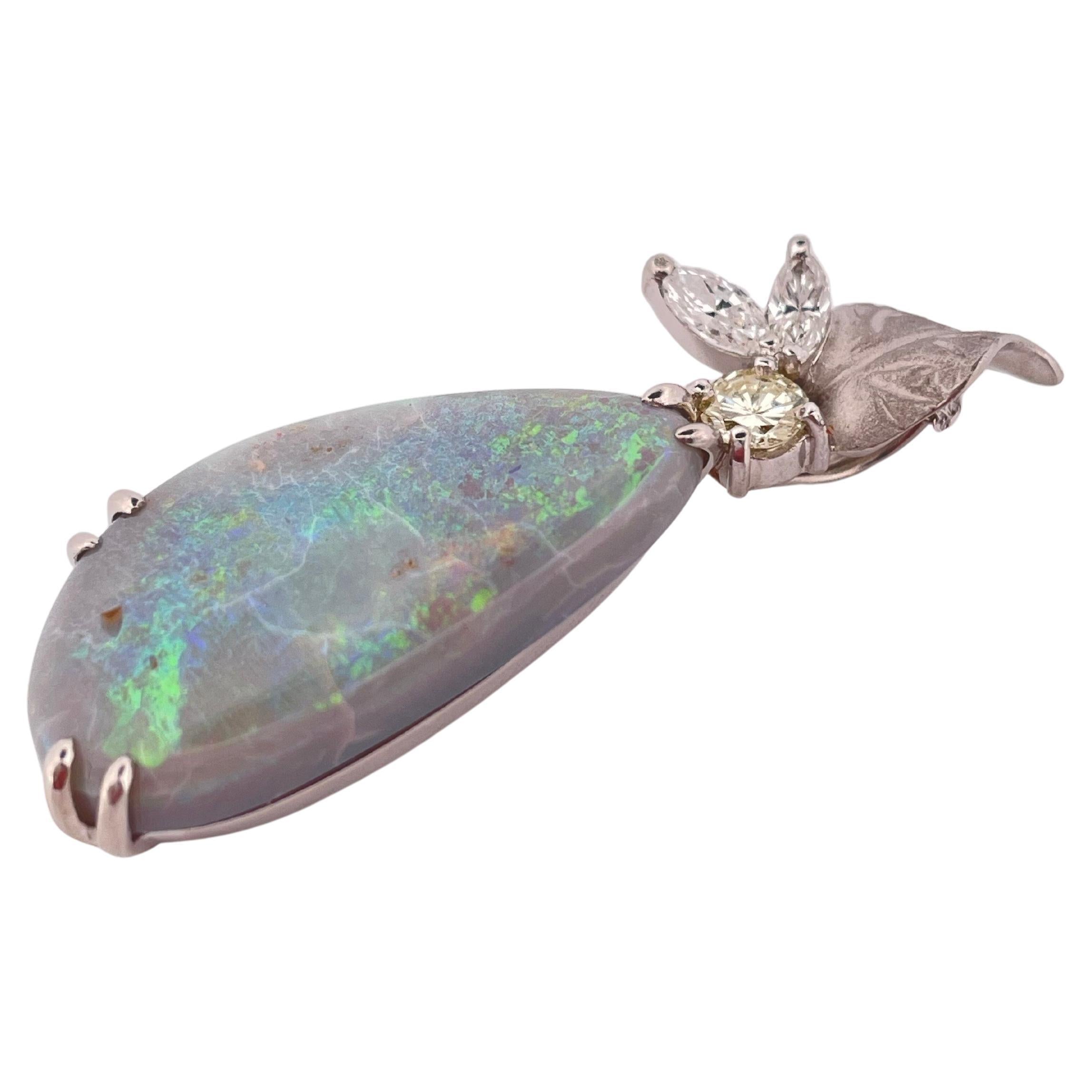 Platin 9,7ctw Opal & 0,47ctw Diamant-Anhänger mit 18k Weißgold 18