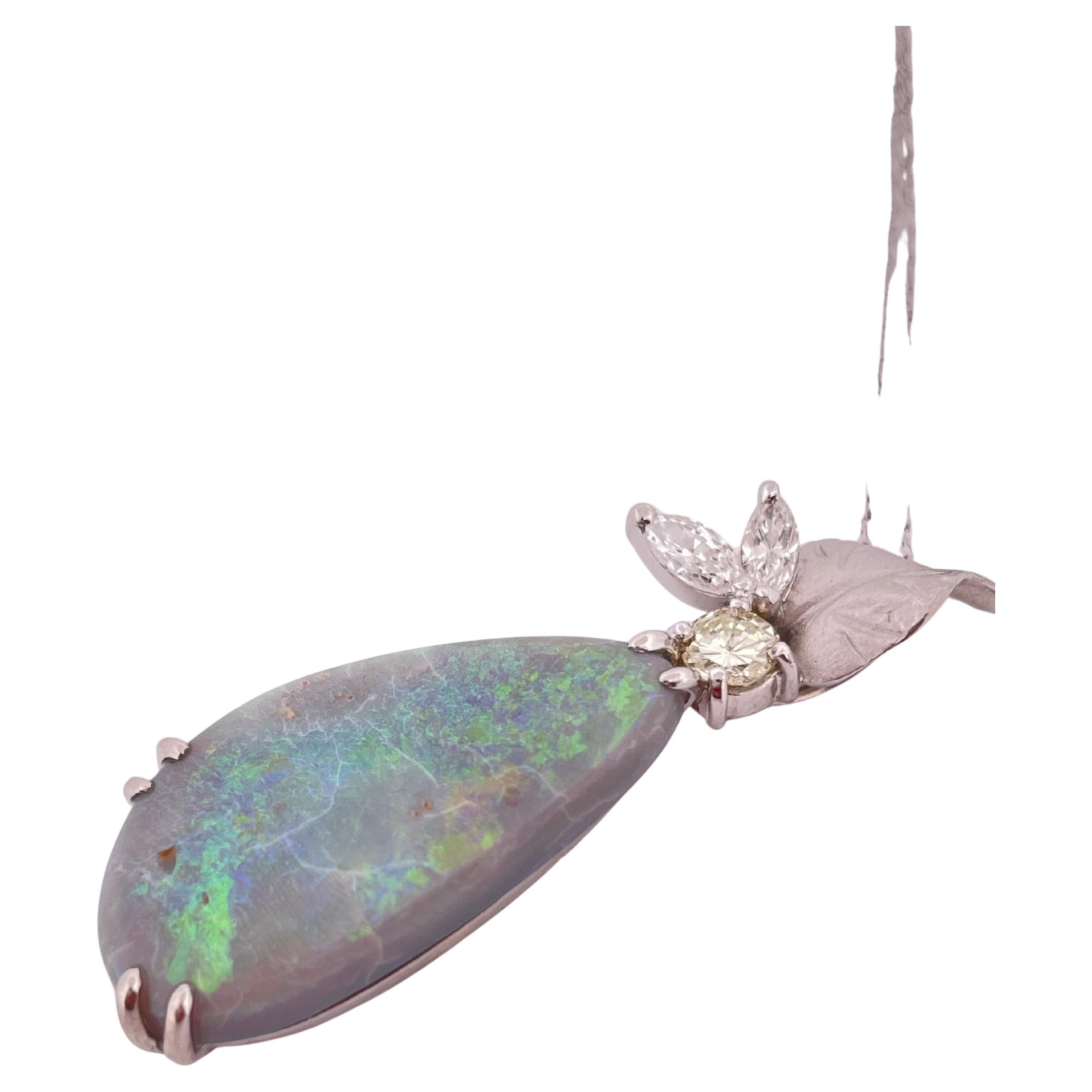 Platin 9,7ctw Opal & 0,47ctw Diamant-Anhänger mit 18k Weißgold 18