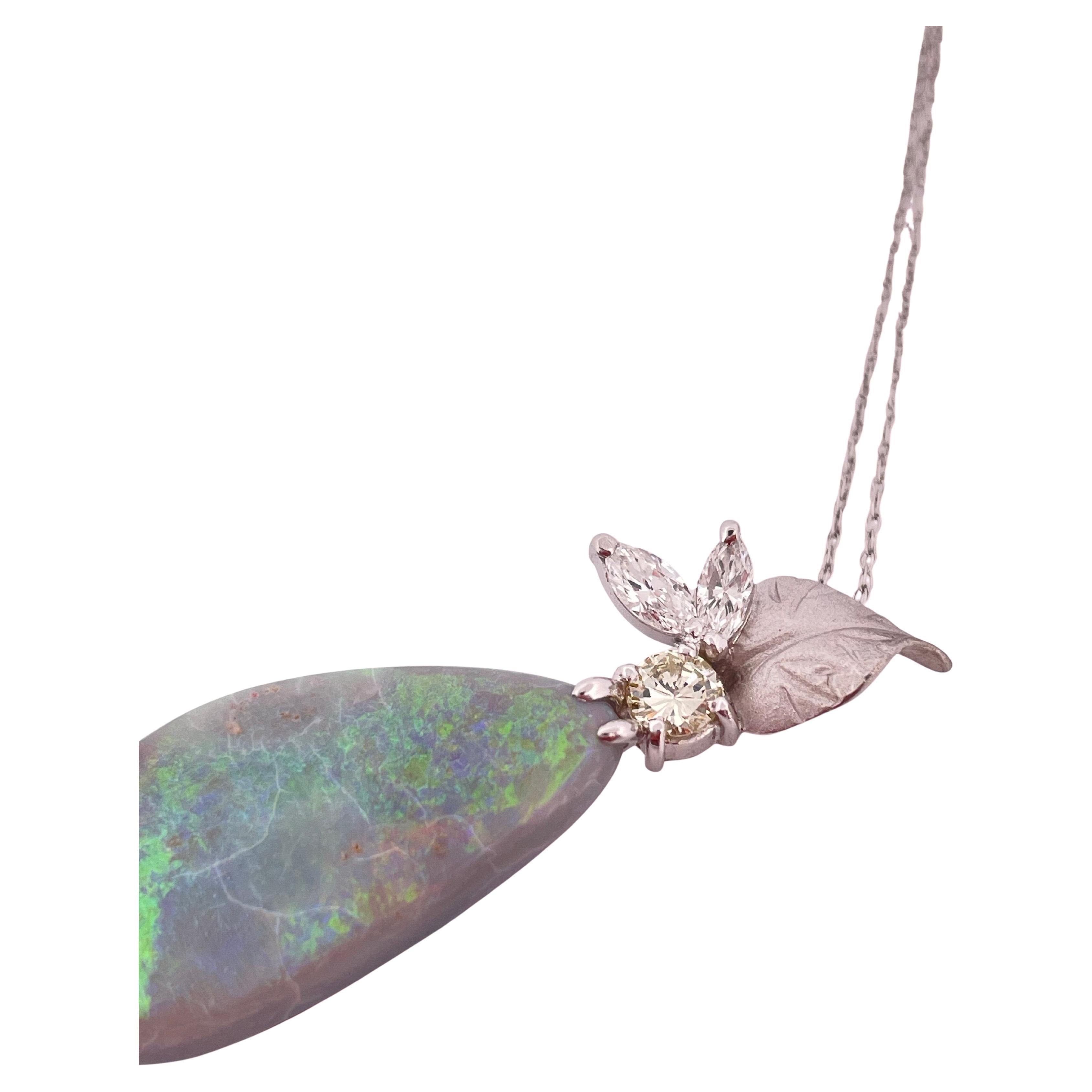 Platin 9,7ctw Opal & 0,47ctw Diamant-Anhänger mit 18k Weißgold 18