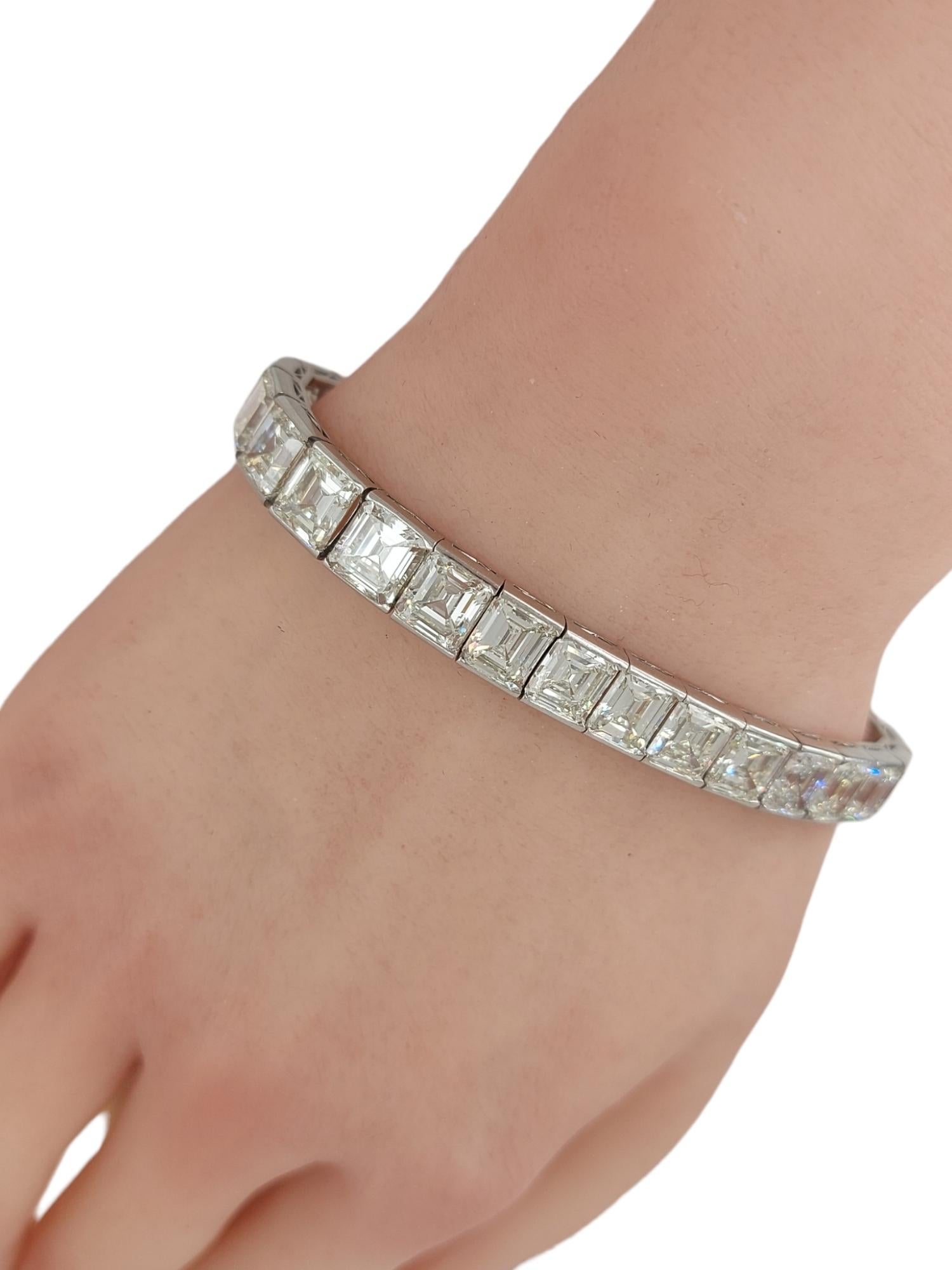 Platinum Adler 45ct Asscher Cut Diamonds Tennis Bracelet Sultan Qaboos Bin Said For Sale 3