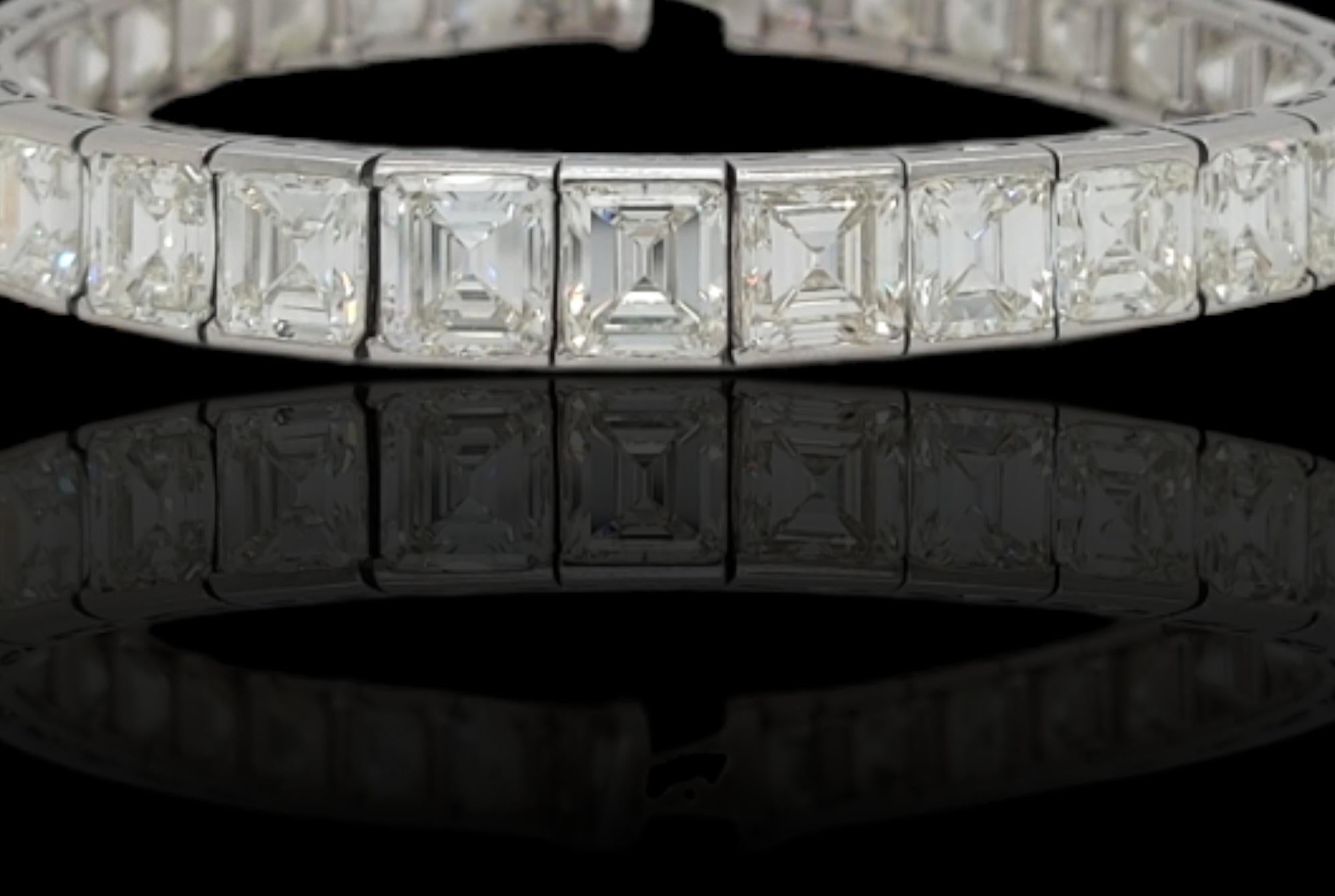 Platinum Adler 45ct Asscher Cut Diamonds Tennis Bracelet Sultan Qaboos Bin Said For Sale 11