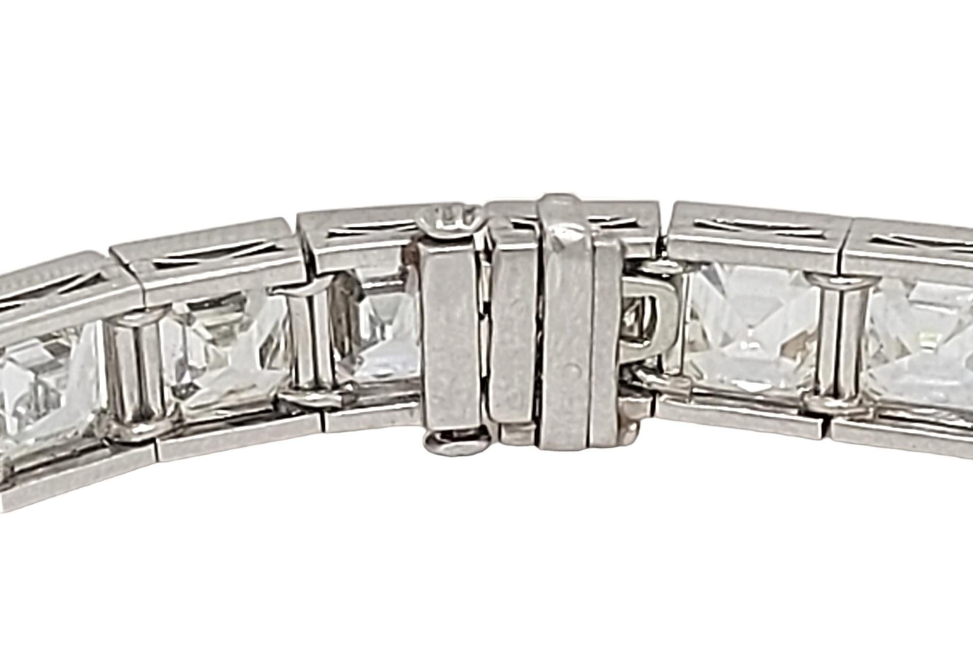 Bracciale tennis Adler in platino con diamanti taglio Asscher 45ct Sultan Qaboos Bin Said in vendita 2