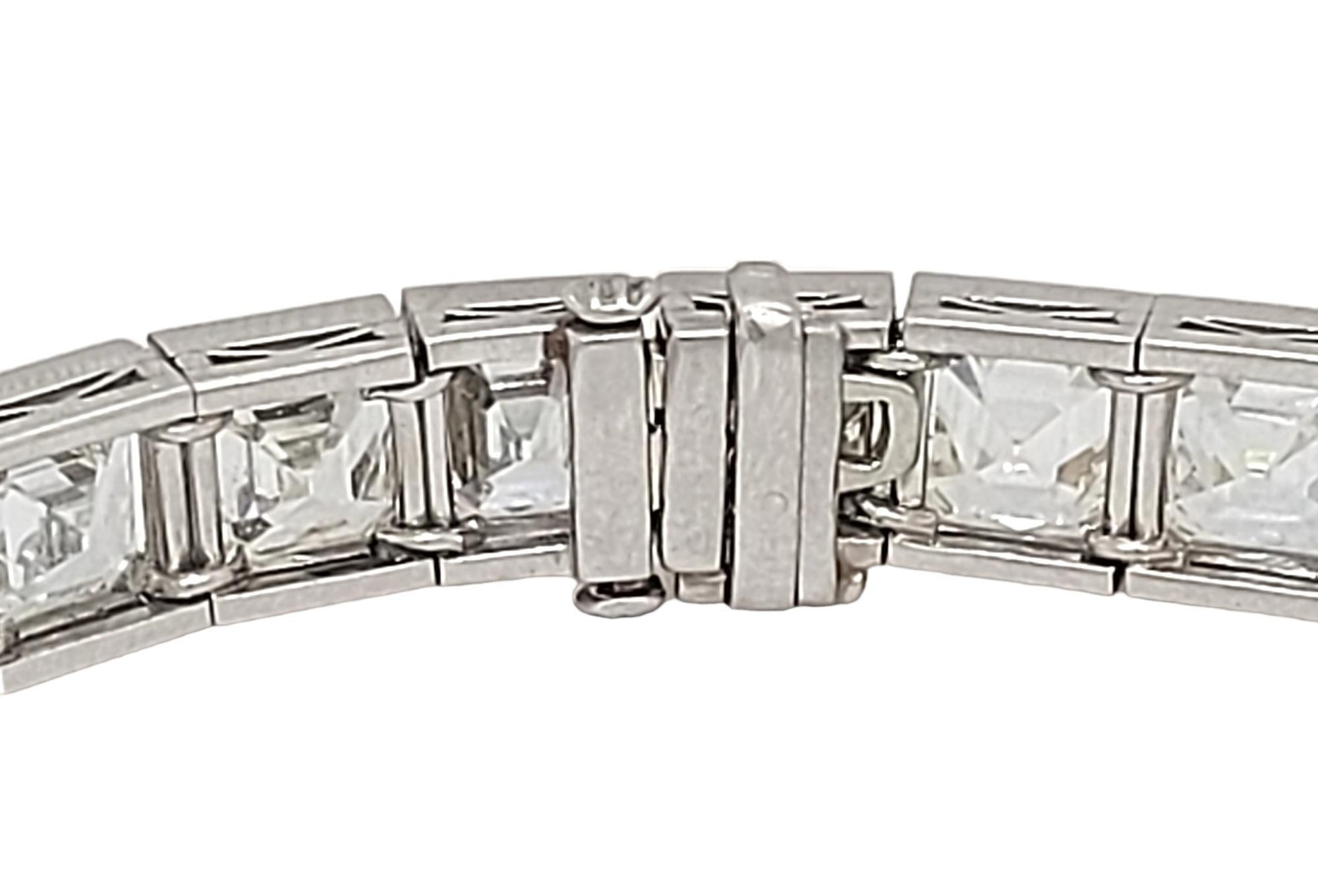 Women's or Men's Platinum Adler 45ct Asscher Cut Diamonds Tennis Bracelet Sultan Qaboos Bin Said For Sale