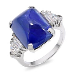 Platinum AGL 15.71ct Burma No Heat Sugarloaf Sapphire & Diamond Ring